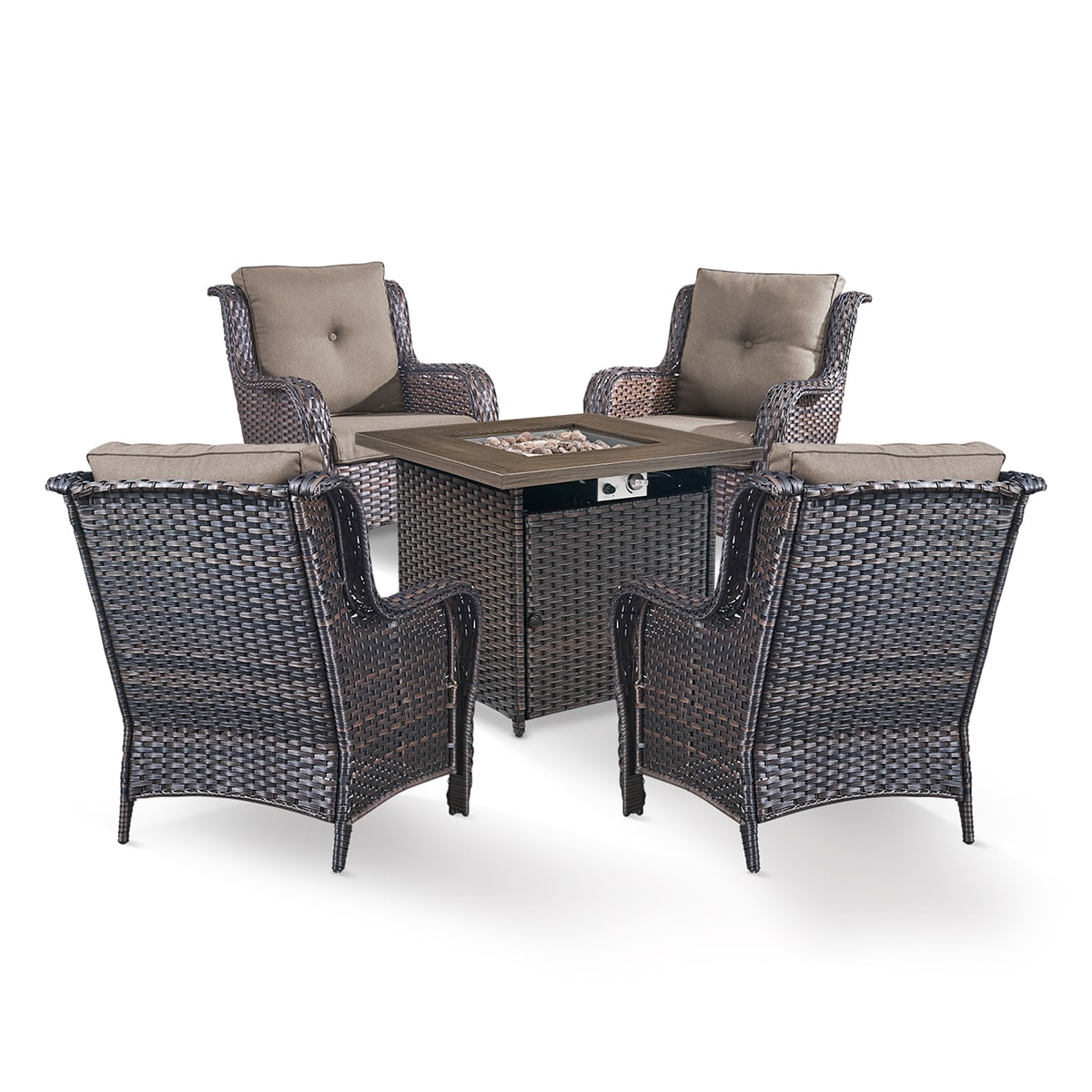 Rilyson FS098006X2-3 CAROLINA 5 -Piece Woven Patio Conversation Set with Gray Cushions