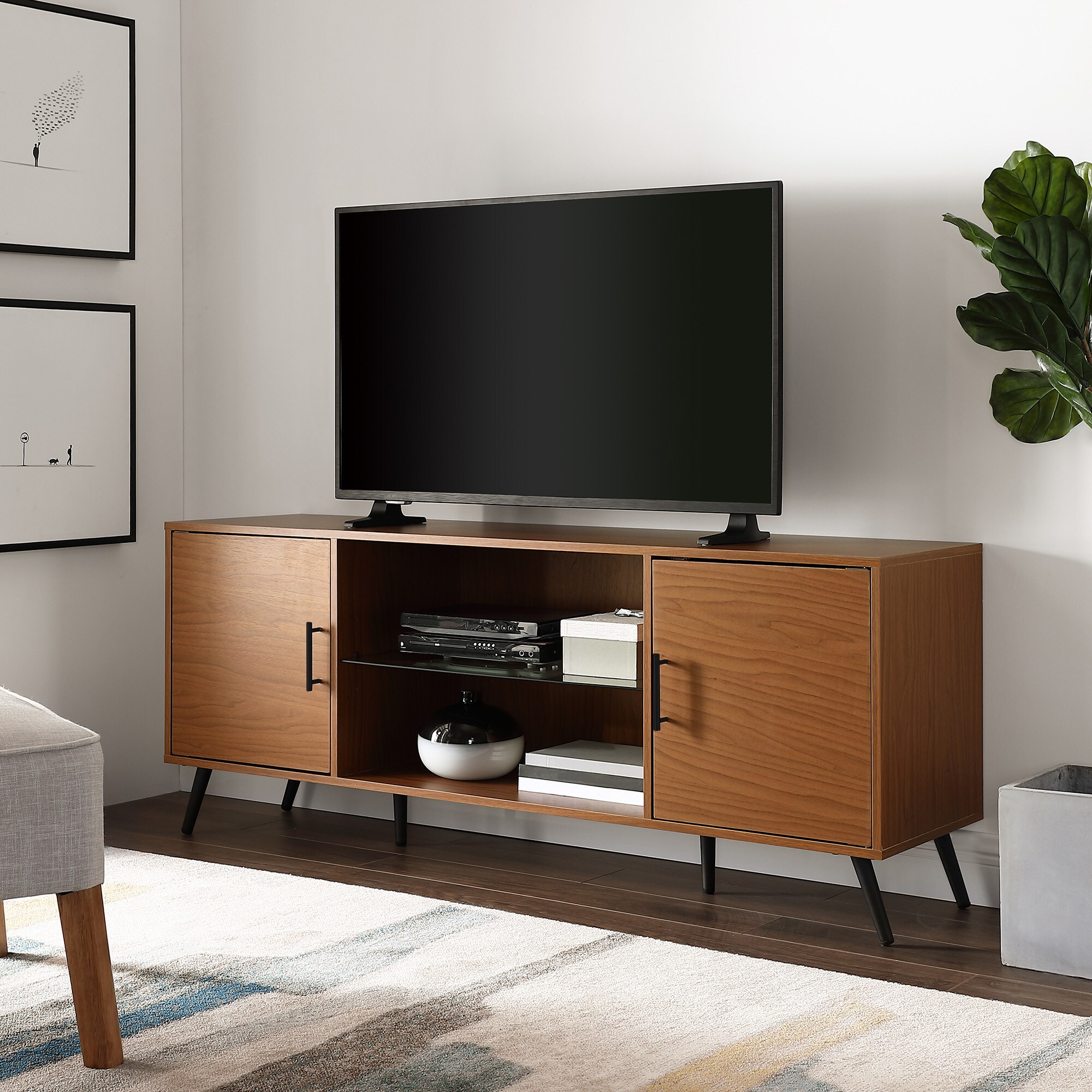 Walker Edison Transitional Acorn Tv Stand (Accommodates TVs up to 70-in ...