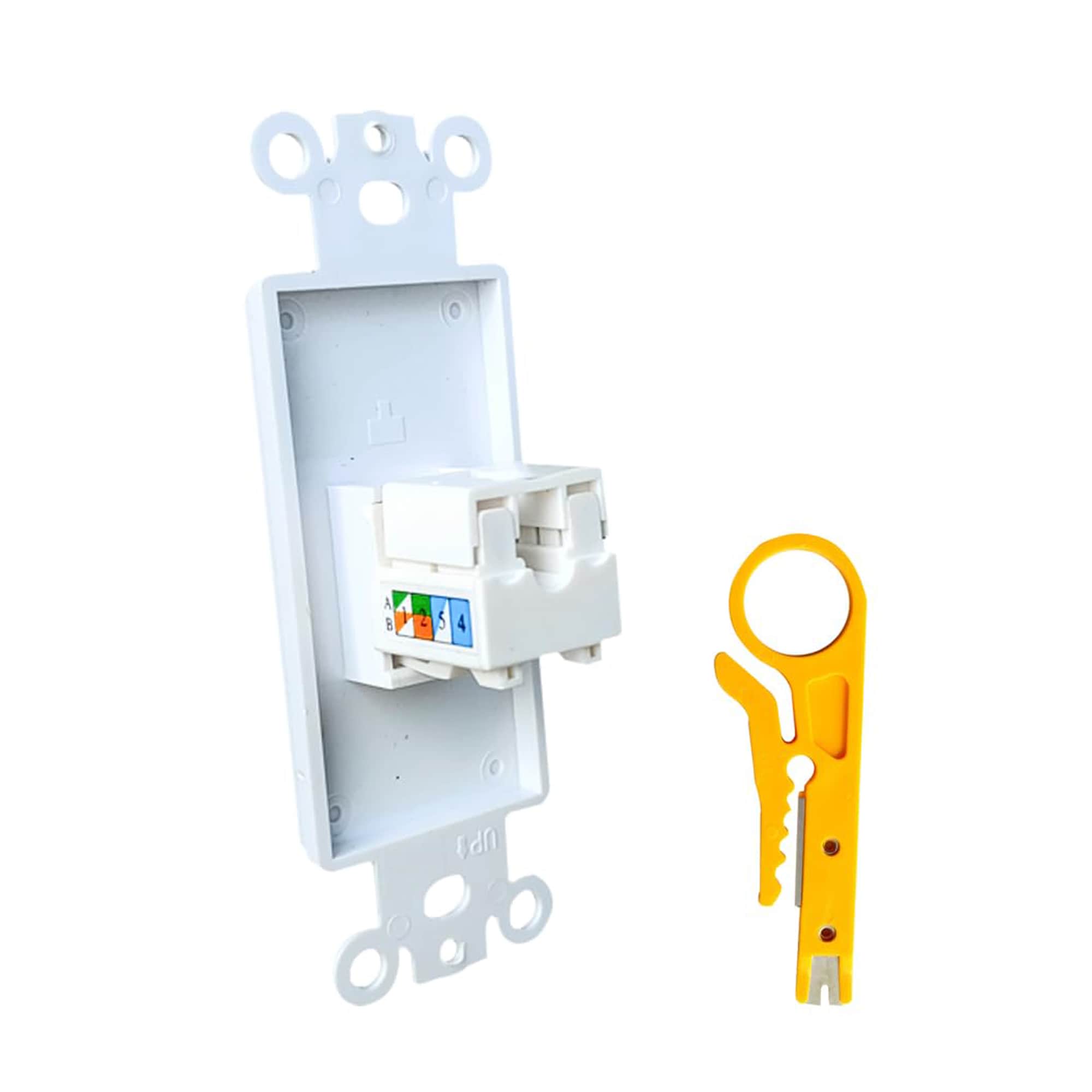 Etokfoks 1 Piece CAT6 Ethernet Punch Down Insert Wall Plate Midway Oversize Network Keystone Jack for Decorator Plate #LETNVWBPB