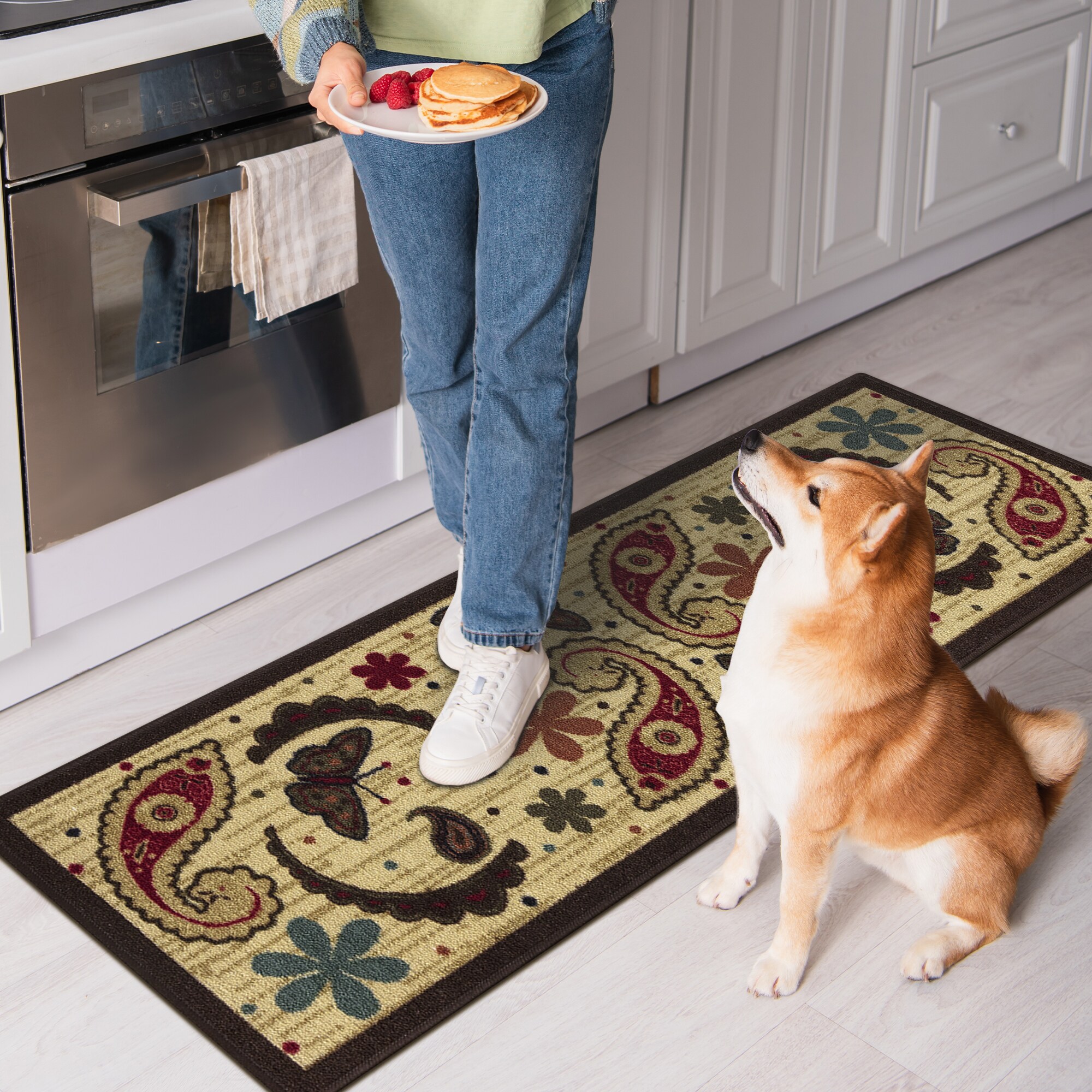 Ottomanson Machine Washable Non-Slip Rubberback Paisley Kitchen Runner Rug  & Reviews