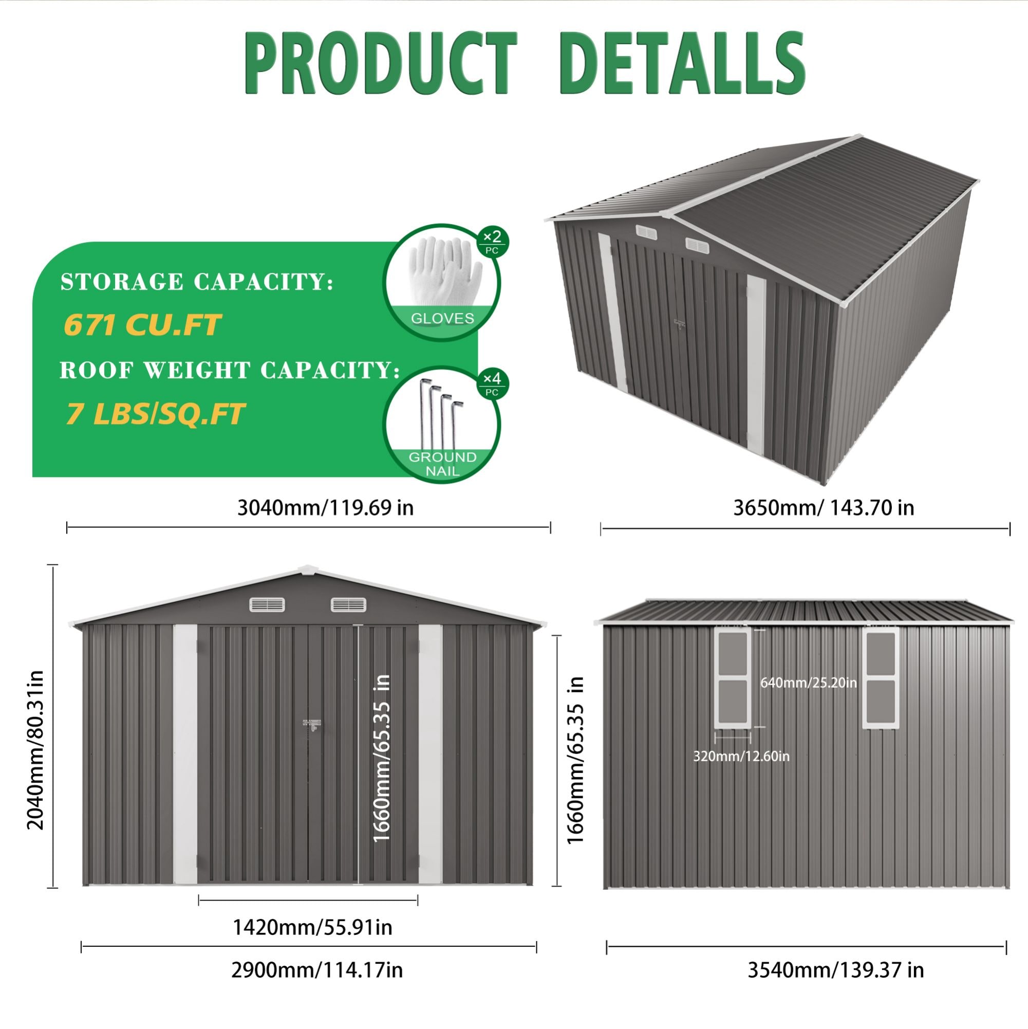 WELLFOR XDJ388DG Metal-Storage-Buildings-Sheds - View #3