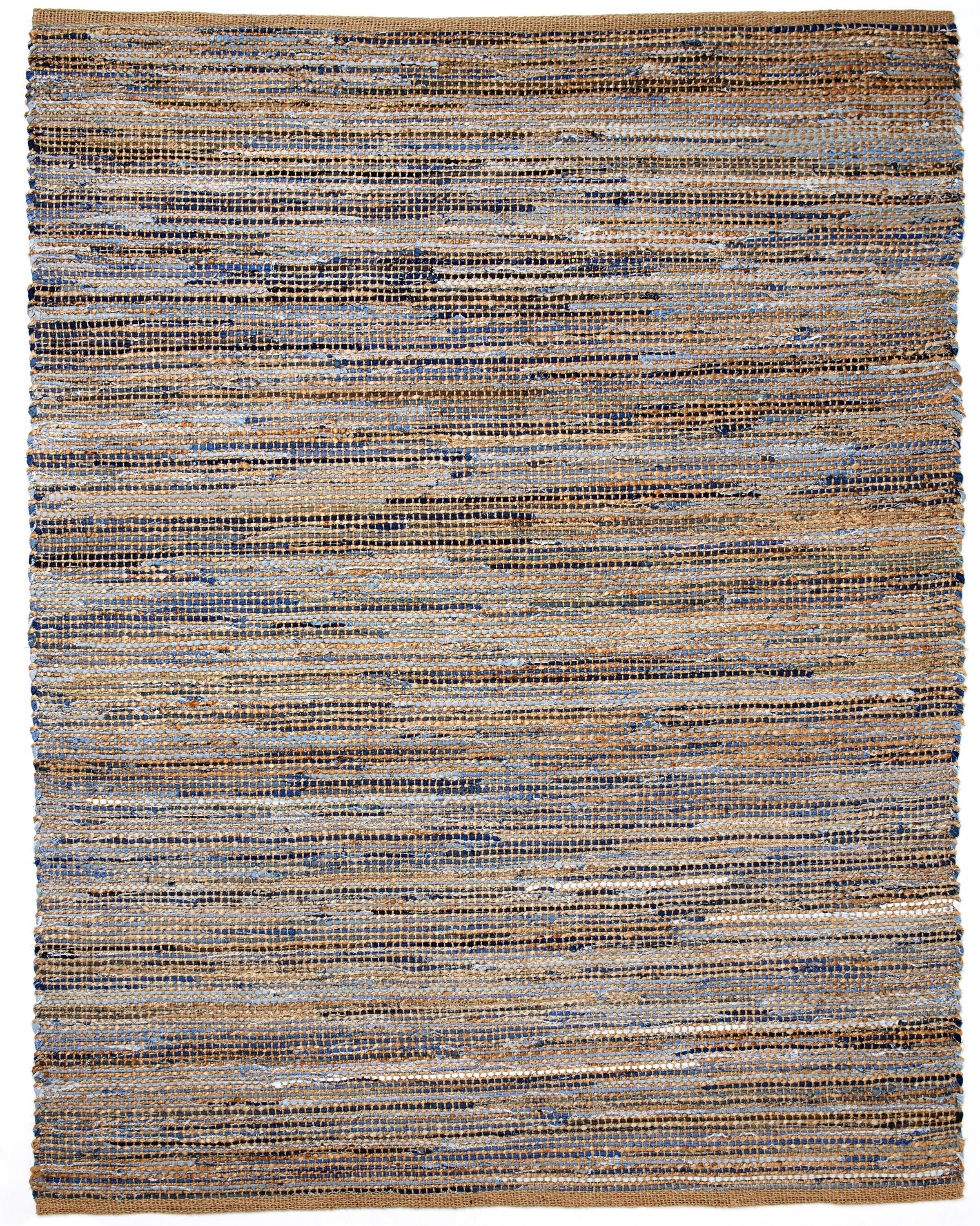 Handmade Reversible Blue Denim & Jute Chenille Area Rug