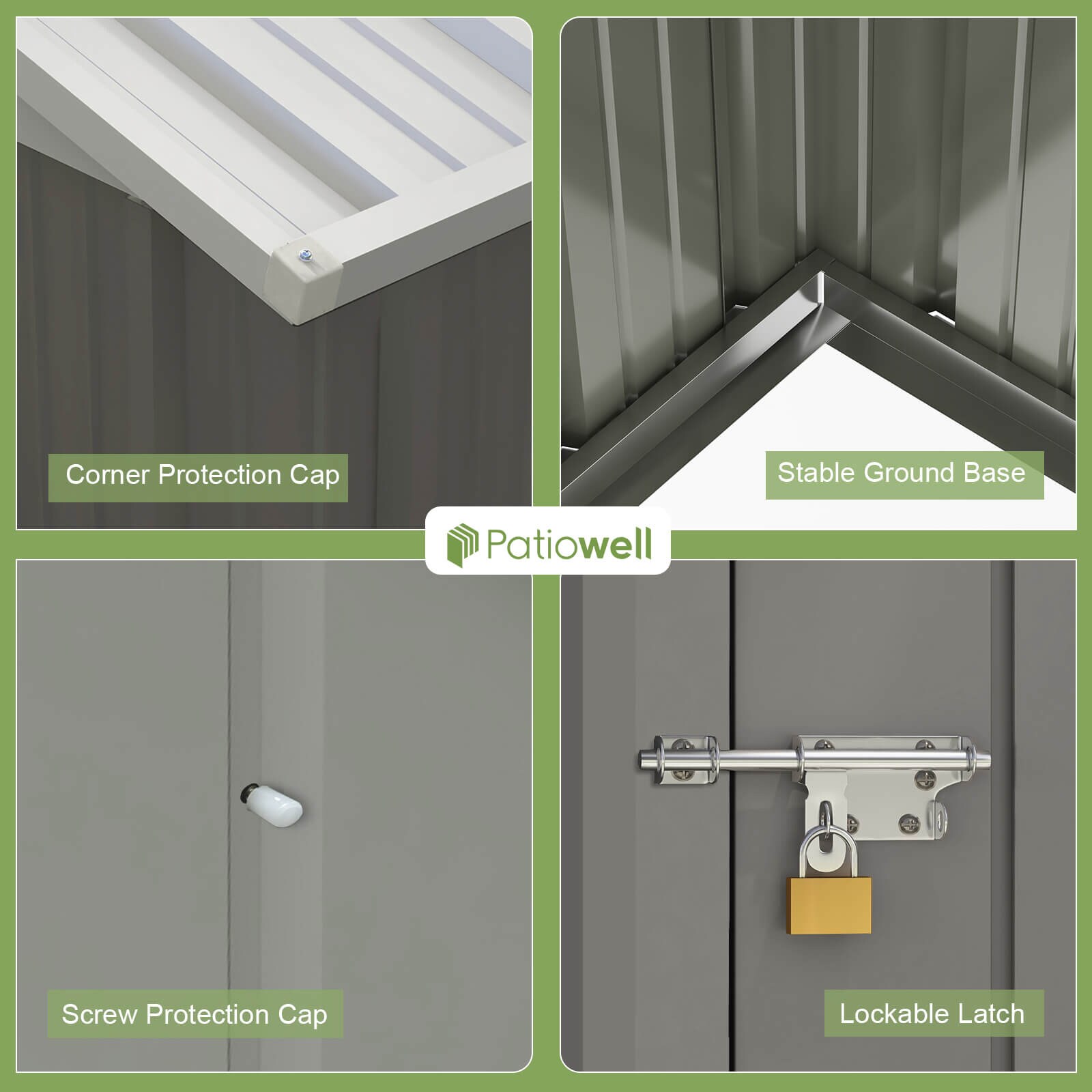 Patiowell WES-PS22-108GYF Metal-Storage-Buildings-Sheds - View #6
