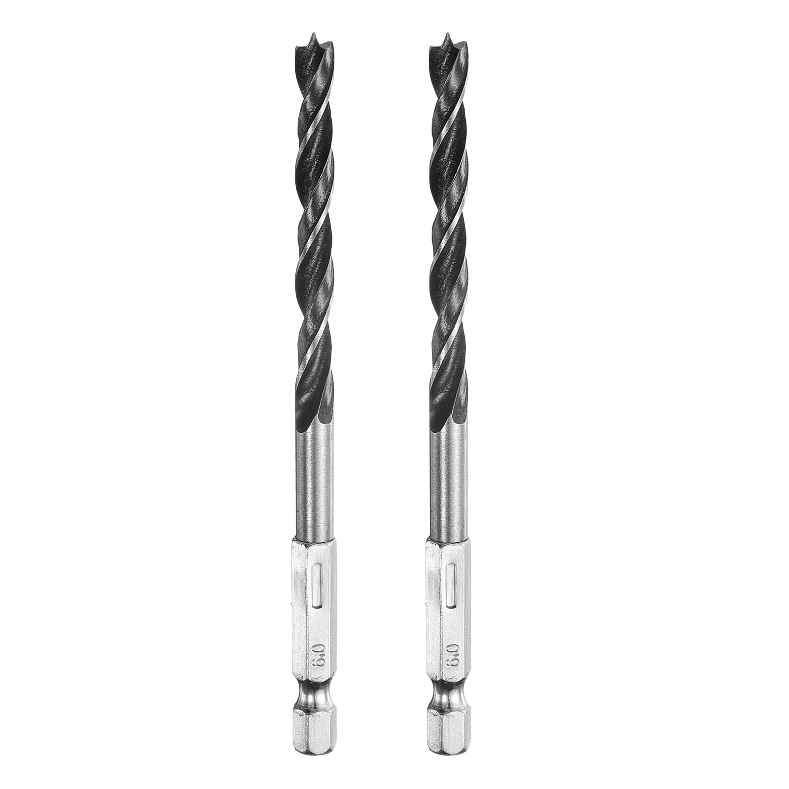 Unique Bargains 2pcs Brad Point Drill Bits Set 1/4 Inch Dia High Carbon Steel Spiral Wood Twist Drill Bits with 1/4 Inch Hex Shank for Drilling Softwood Hardwood Composite Wood MDF Plywood Particleboard #S26022800UX2520