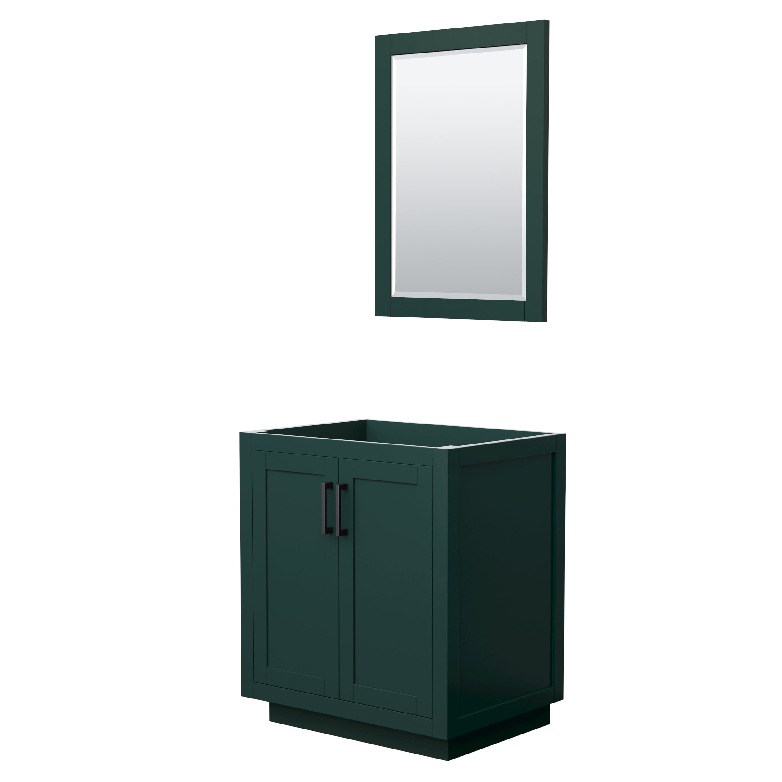 Wyndham Collection WCF292930SGKCXSXXM24 Miranda 30-in Green with Matte Black Trim Bathroom Vanity Base Cabinet without Top (Mirror Included)