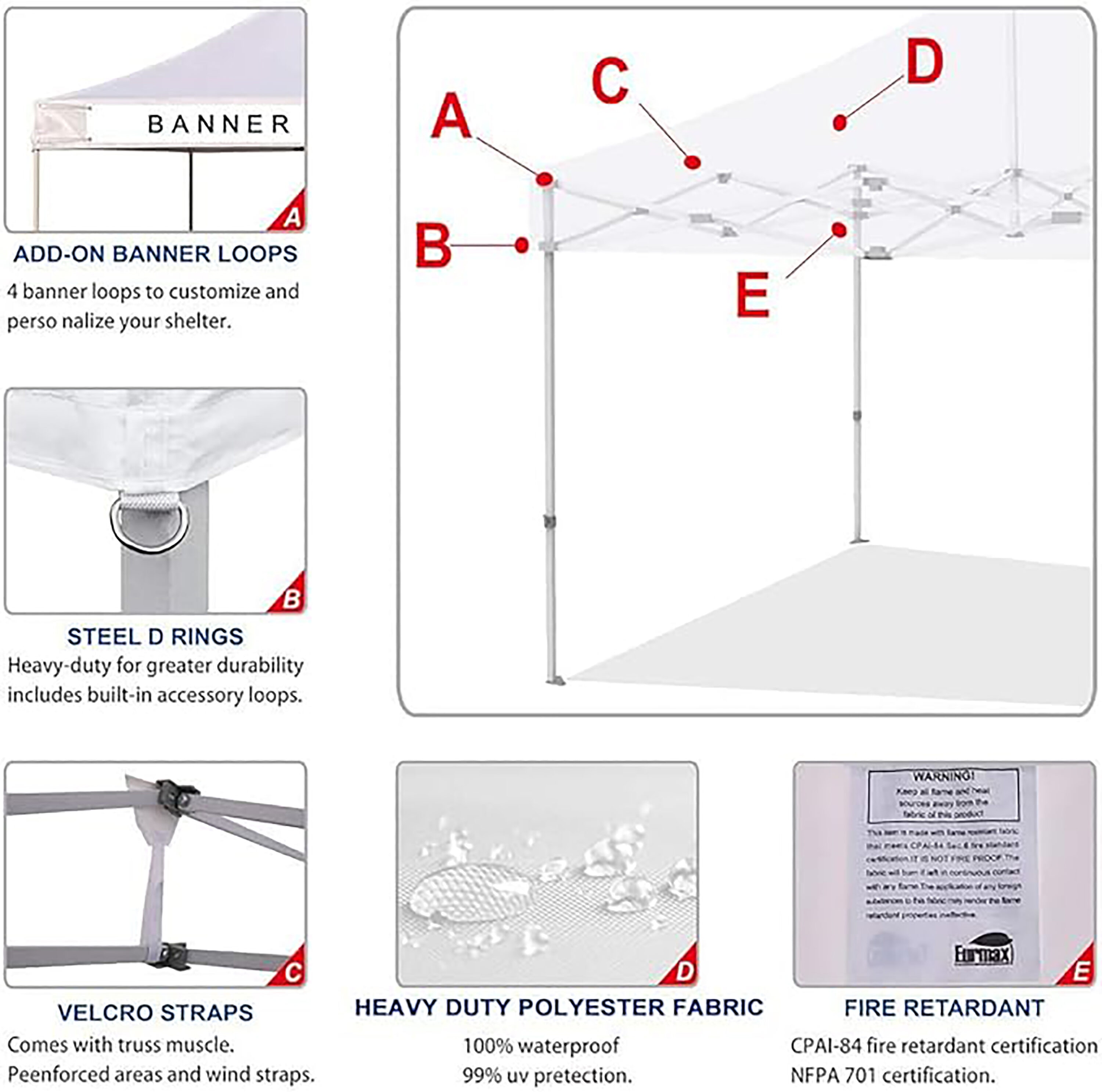 Eurmax White and Red Canopy replacement top in the Canopy Parts ...