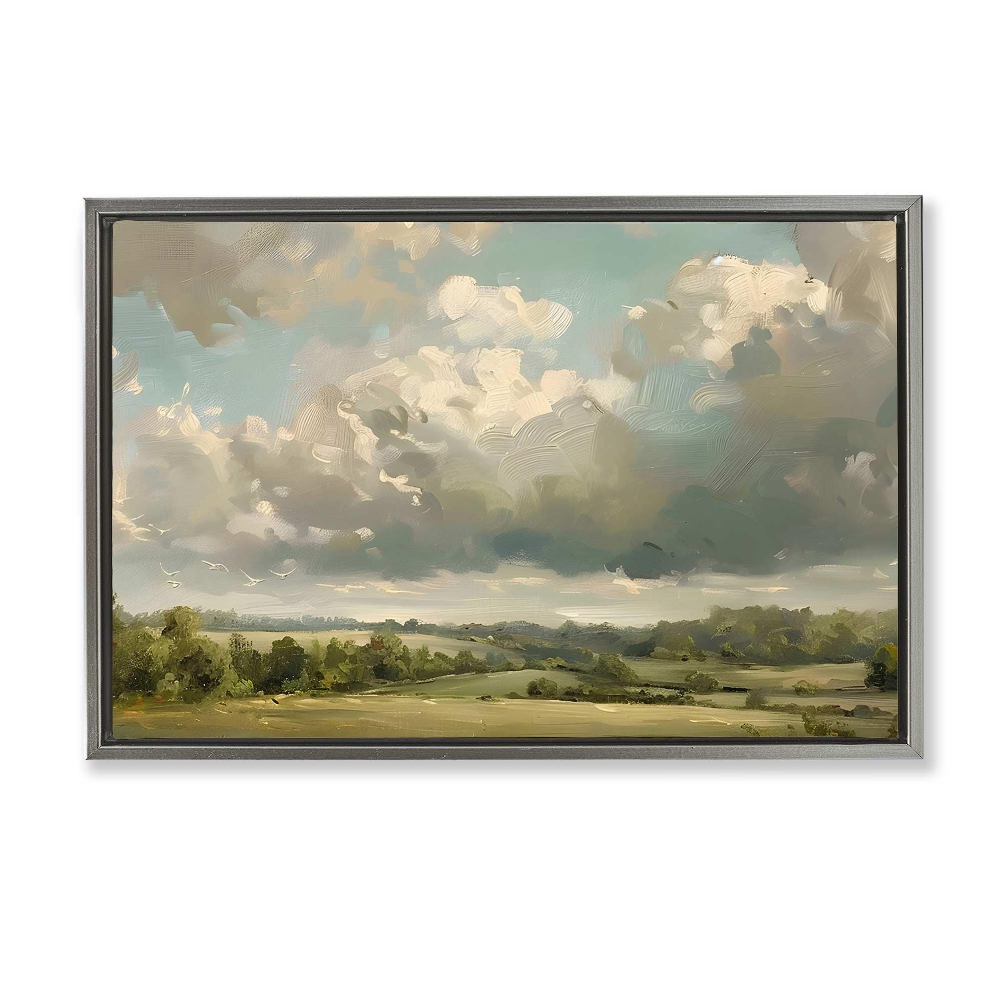 Stupell Industries BT-786-FFL-16X24 Sunlit Clouds over Countryside Gray Framed Floater Canvas Wall Art By LSR Creative Studio 25 x 17