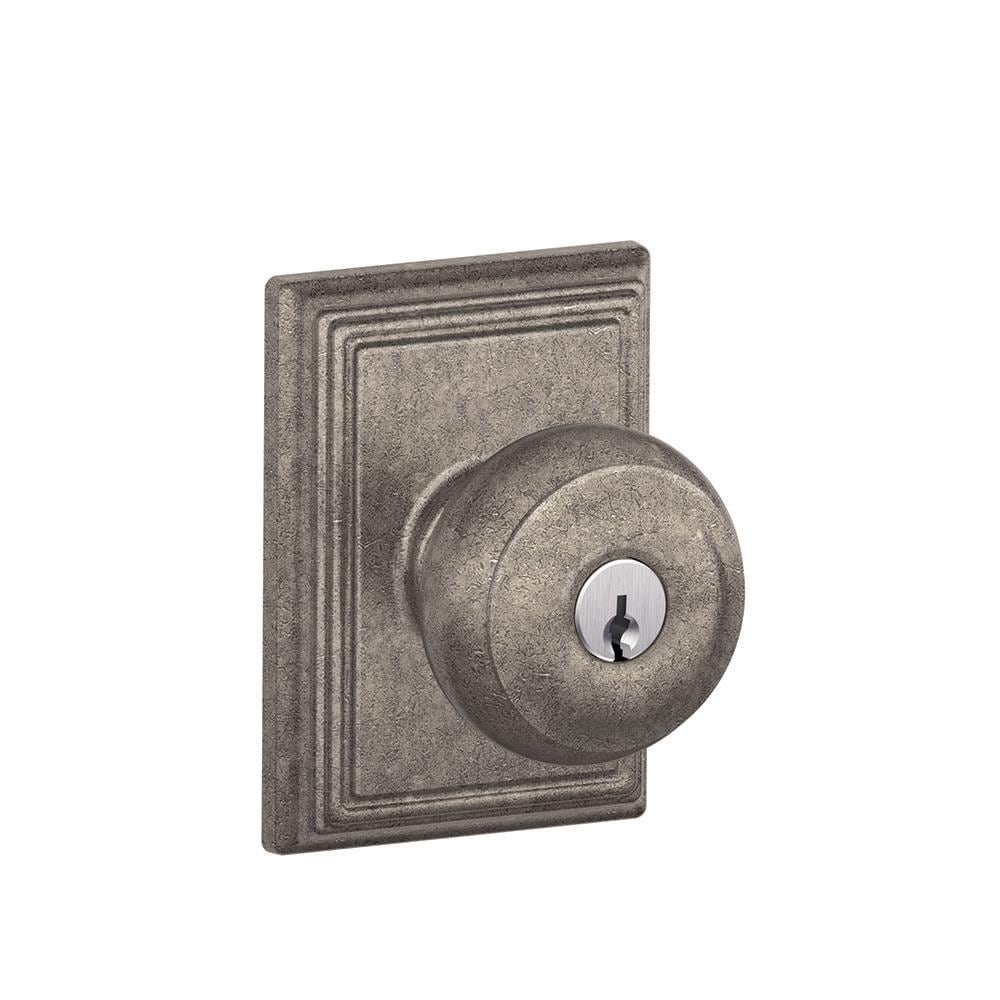 Schlage F51A GEO 621 ADD F Decorative Georgian x Addison Distressed Nickel No Deadbolt Keyed Entry Door Knob