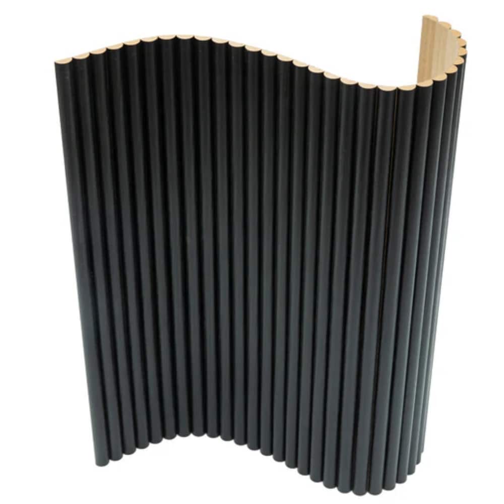 HIGHLANDERHOME HCFP-022 7.8-ft Fluted Black MDF Beveled Wall Plank ( 16-sq ft )