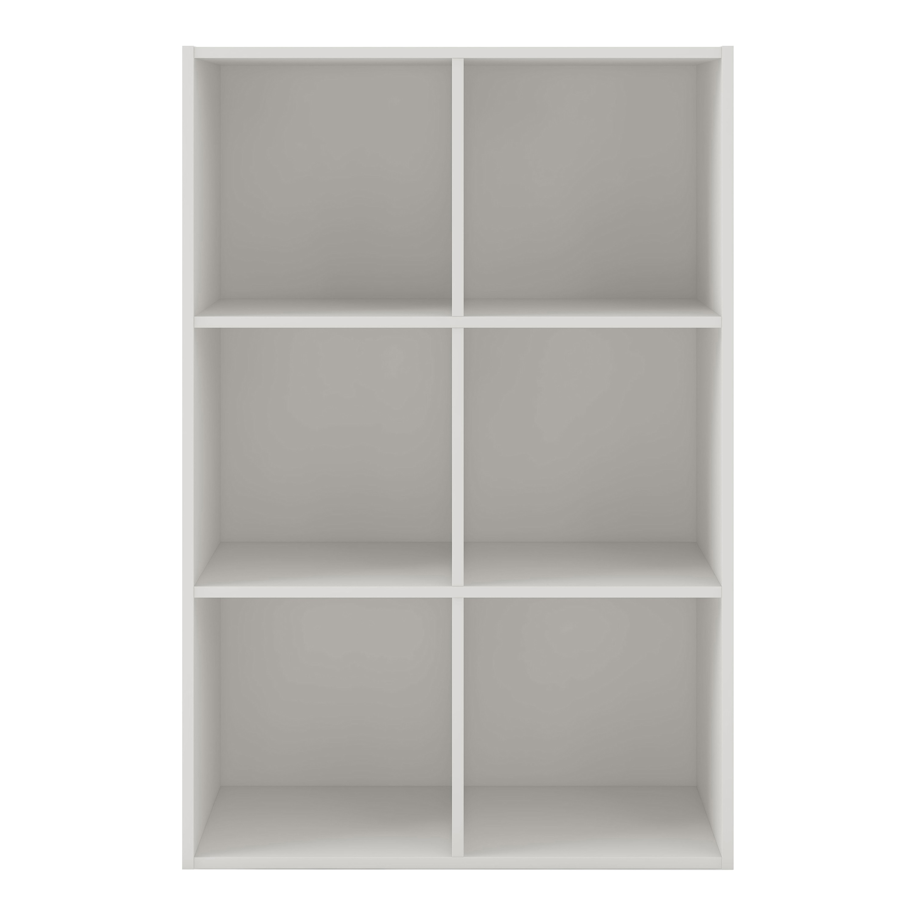 White Rectangular Stackable 6-Cube Wood Bookcase
