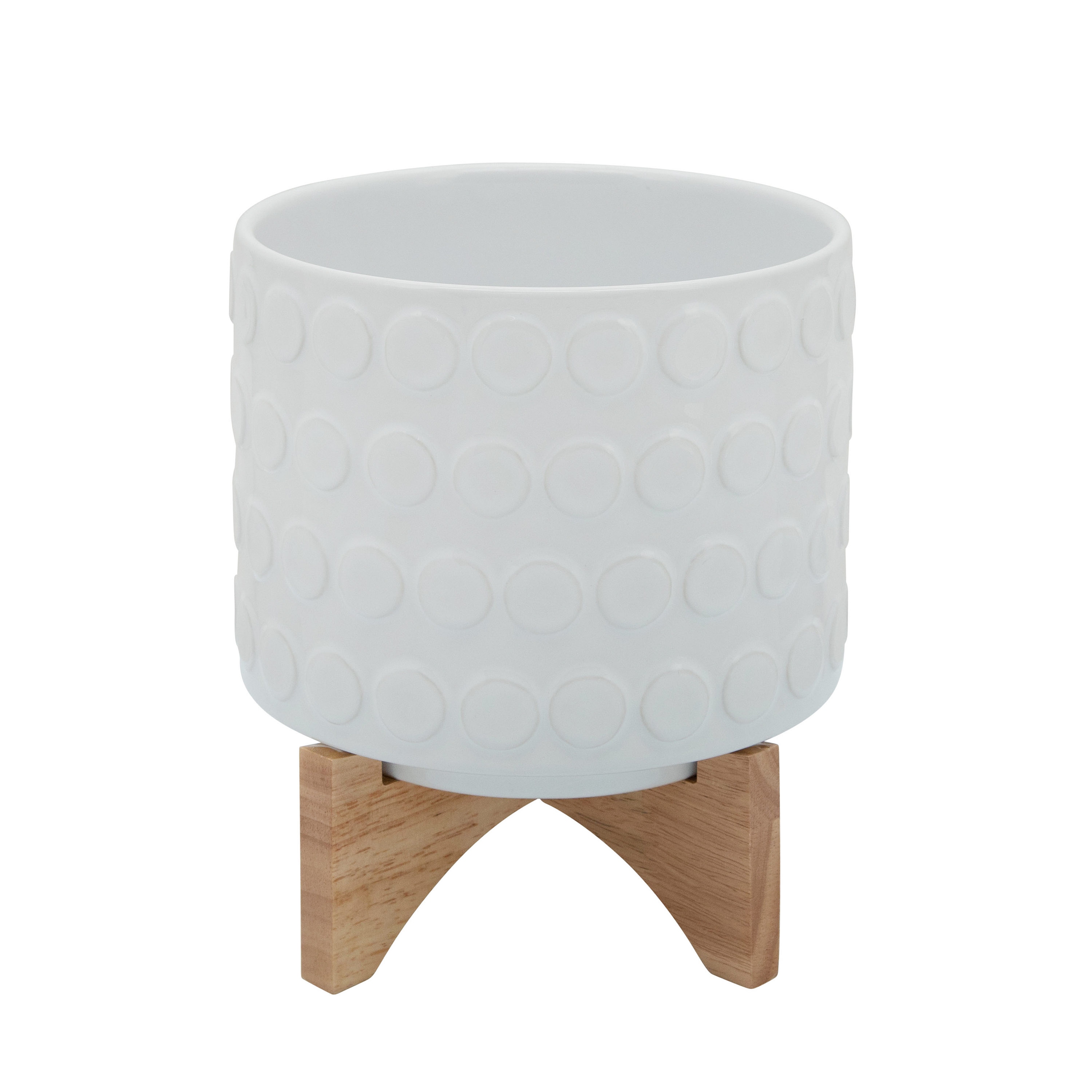 Sagebrook Home 15033-05 Round 8-in W x 9-in H White Ceramic Indoor/Outdoor Planter