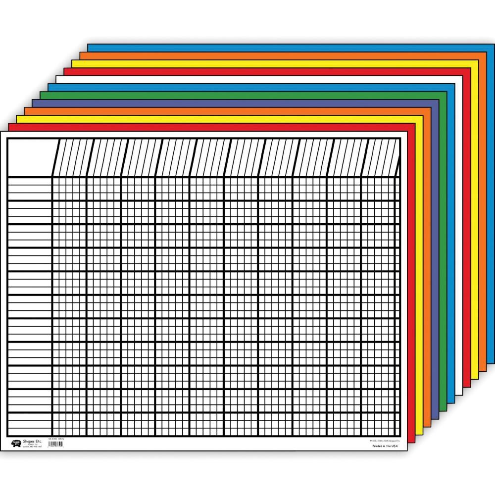 Creative Shapes Etc. SE-367 Large Horizontal Incentive Chart Set, 28 -in x 22 -in, Assorted Color, Pack of 12