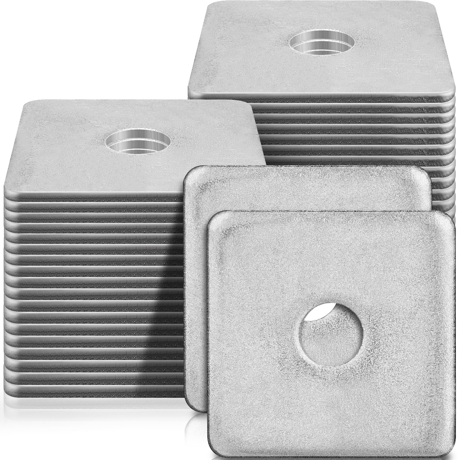 SenQWFa  70pcs Galvanized Square Washers Plate 5/8 ID 3 by 3 OD 1/8 Thickness Heavy Duty Steel Gasket Flat Washers Nut Anti Loosening Plate