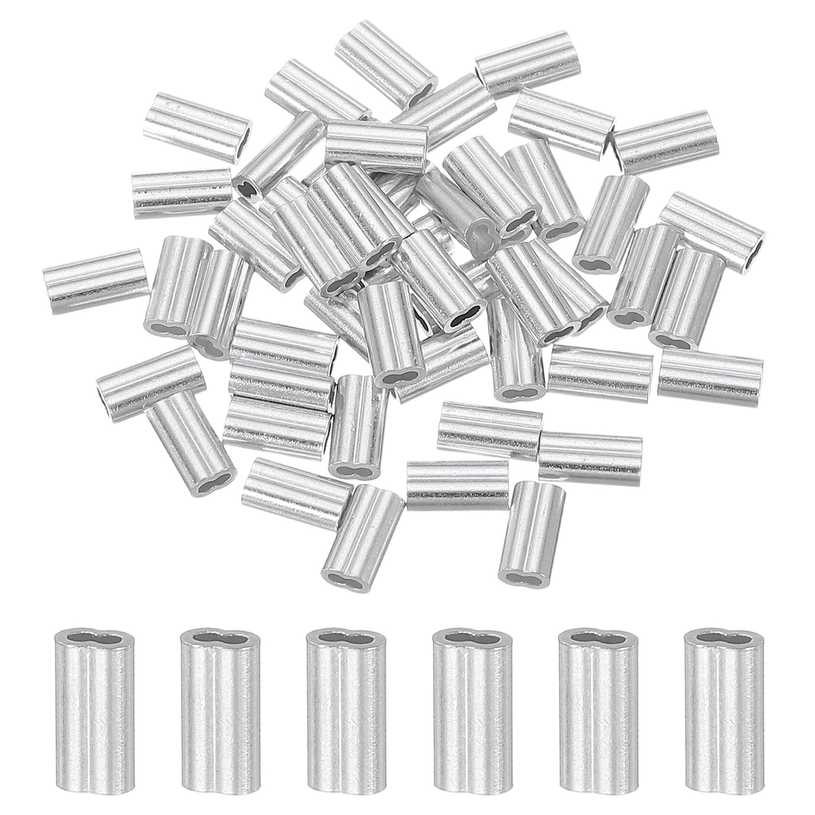 Unique Bargains 50pcs Aluminum Crimping Loop Sleeve 1mm 1/32in Double ...