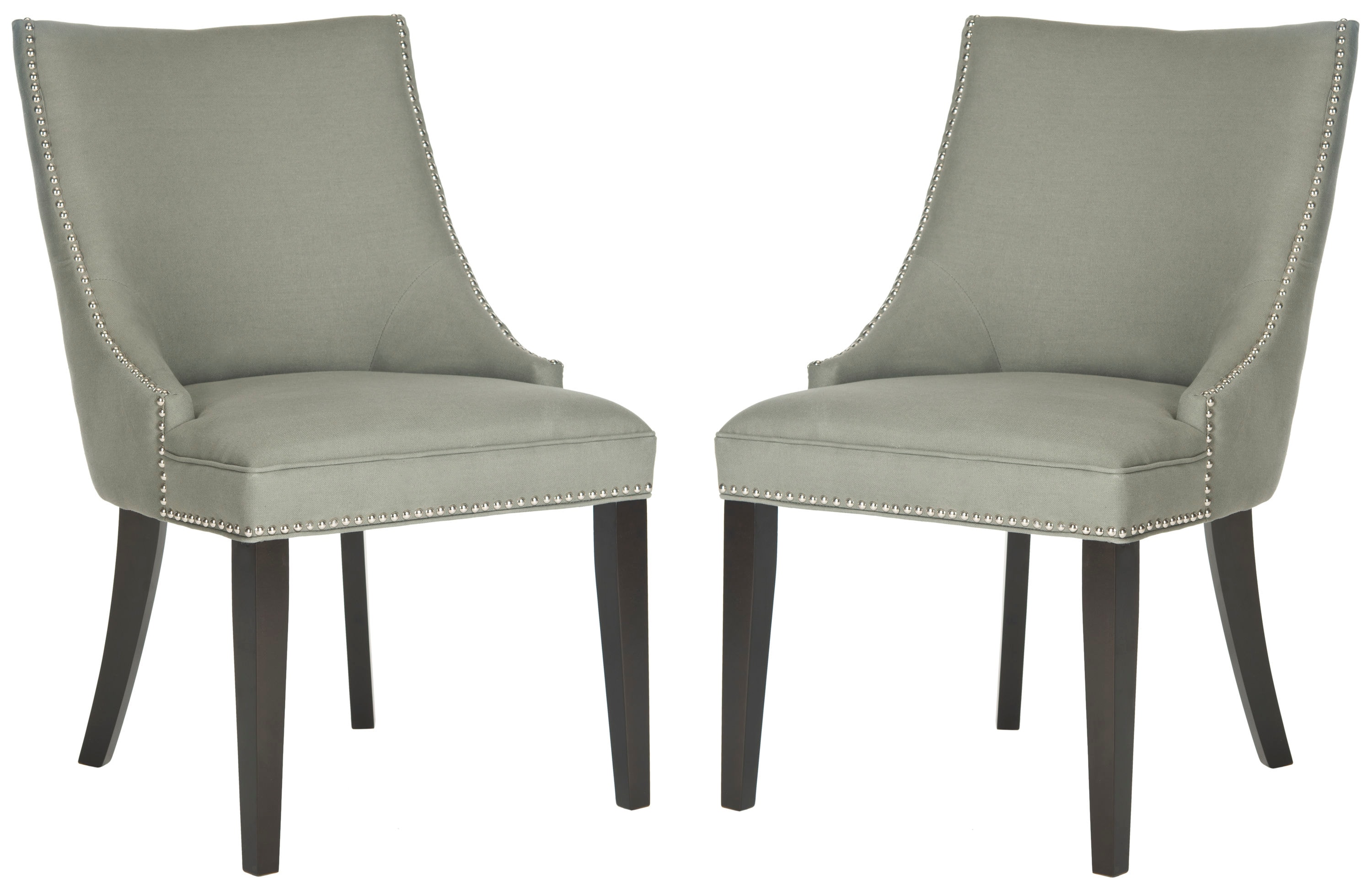 Safavieh MCR4715C-SET2 Set of 2 Afton Contemporary/Modern Linen Upholstered Side Chair (Wood Frame)