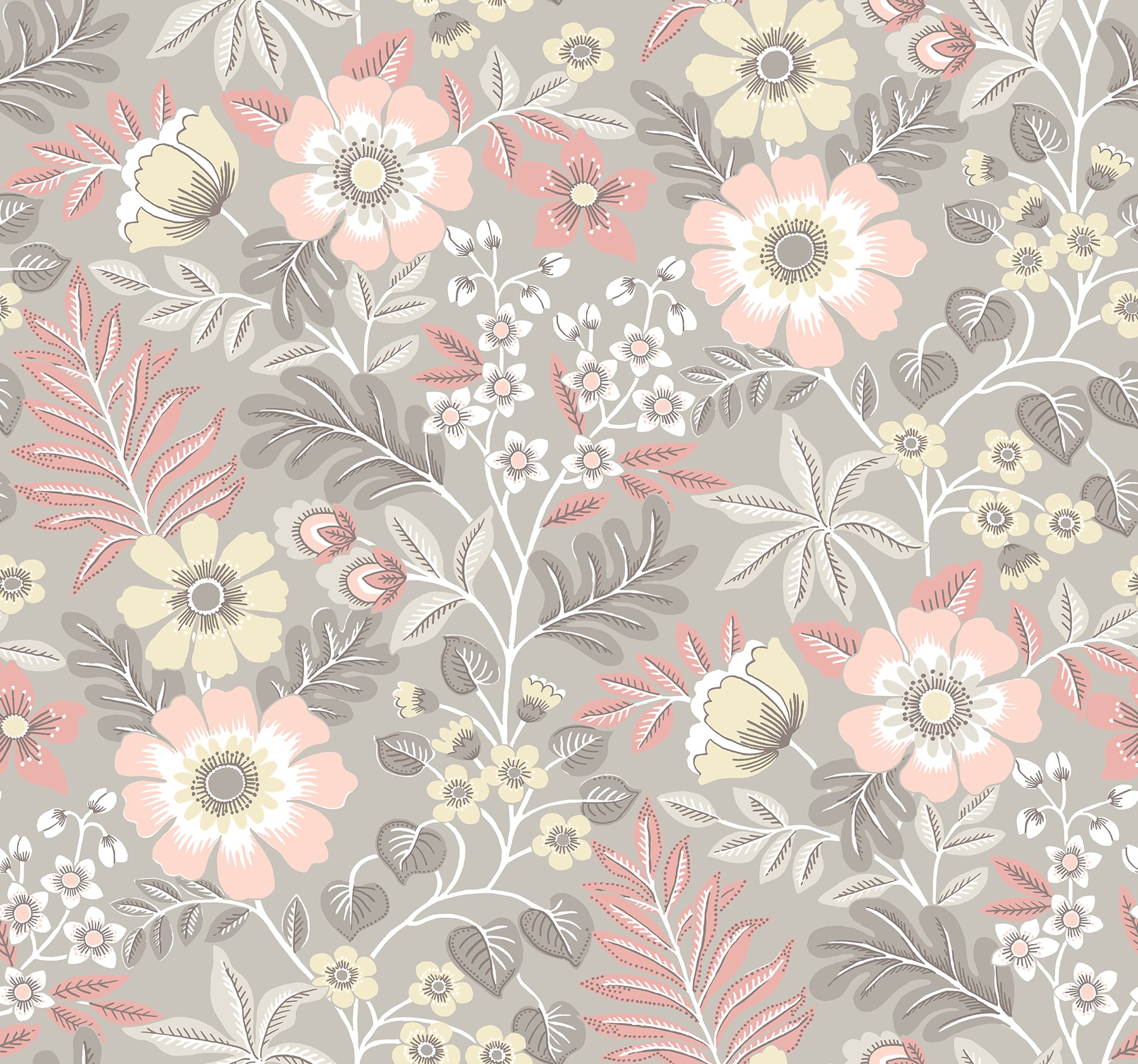 A-Street Prints 2970-87536 Revival 60.8-Sq. Feet Pink Non-woven Ivy/Vines Unpasted Wallpaper
