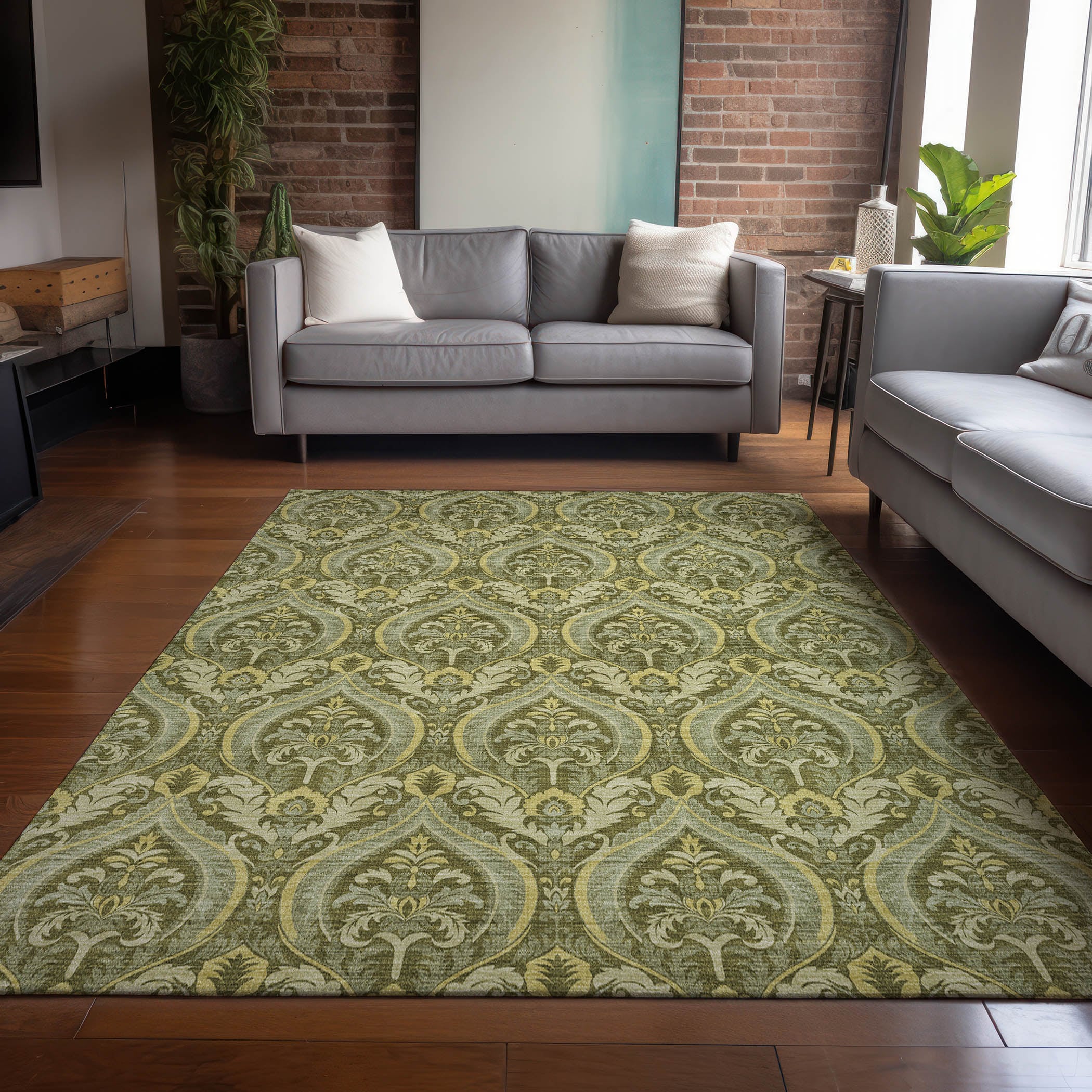 Addison Rugs ACN572GE5X8 Chantille ACN572GE 5 x 7 (ft) Polyester Green Rectangular Indoor/Outdoor Stripe Machine washable Area rug