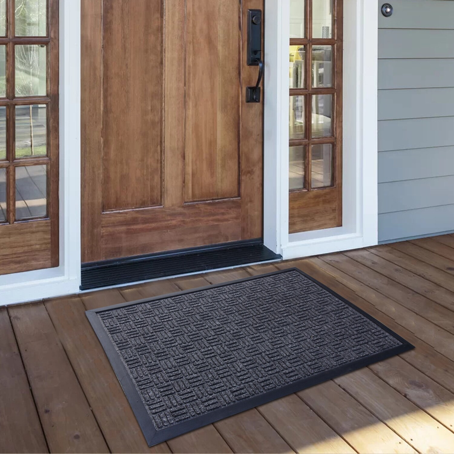 Envelor Indoor Outdoor Doormat Black 24 in. x 36 in. Chevron Floor