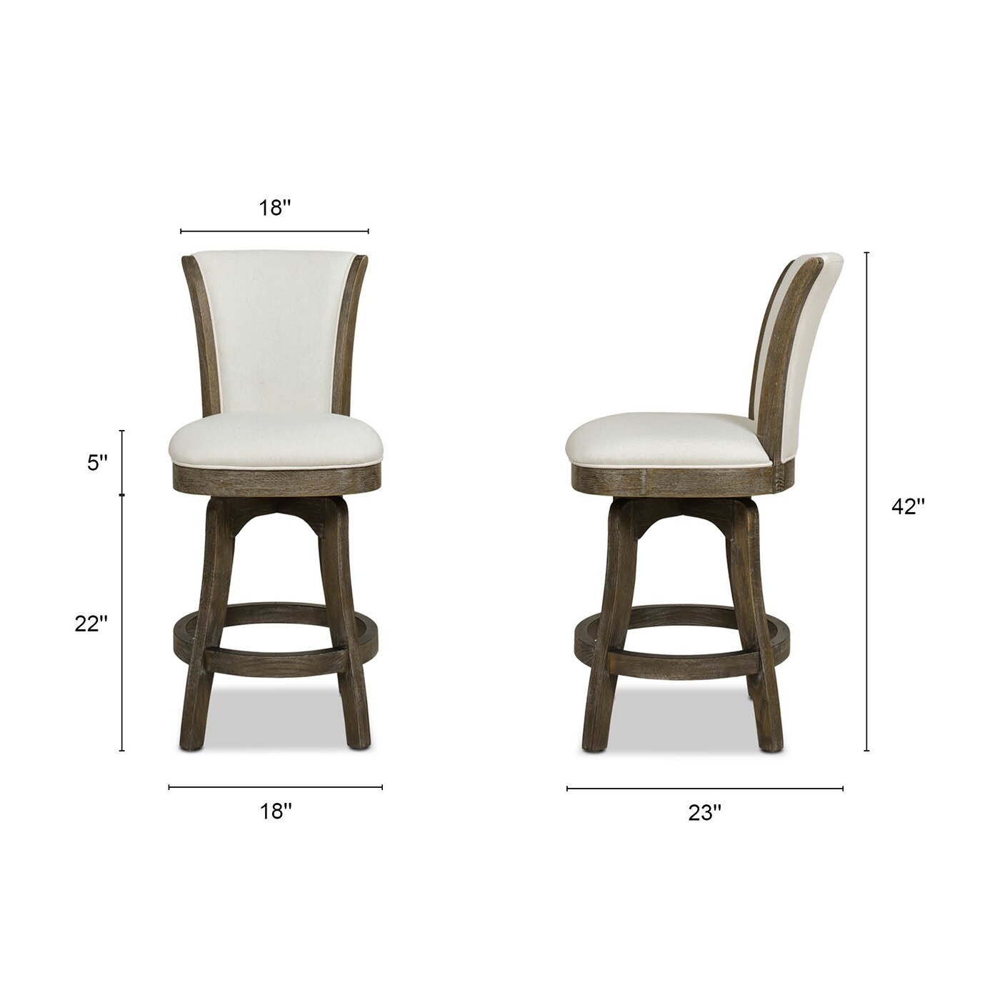 Natural White Wood Swivel Counter Height Bar Stool