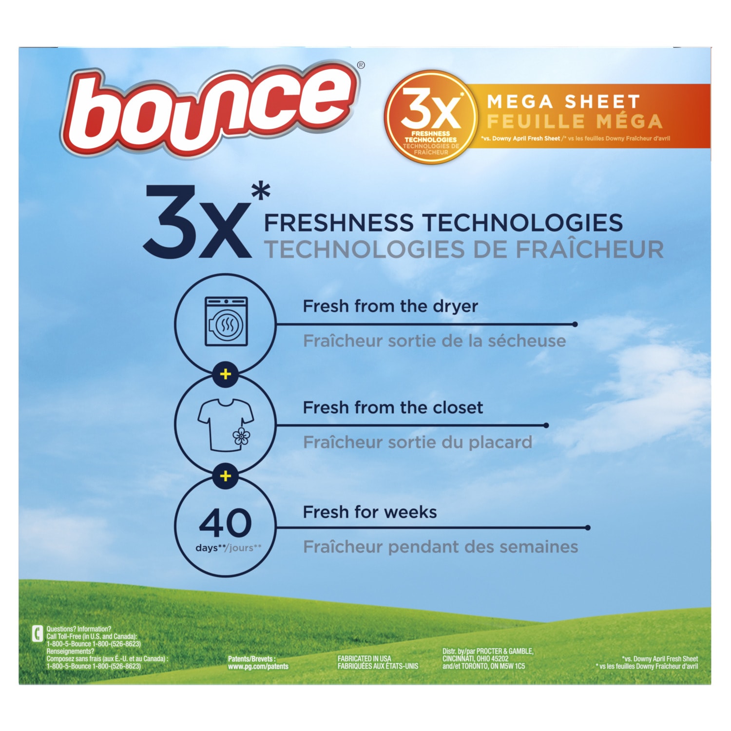 Bounce Lasting Fresh Mega Dryer Sheets, 80 ct, Outdoor Fresh