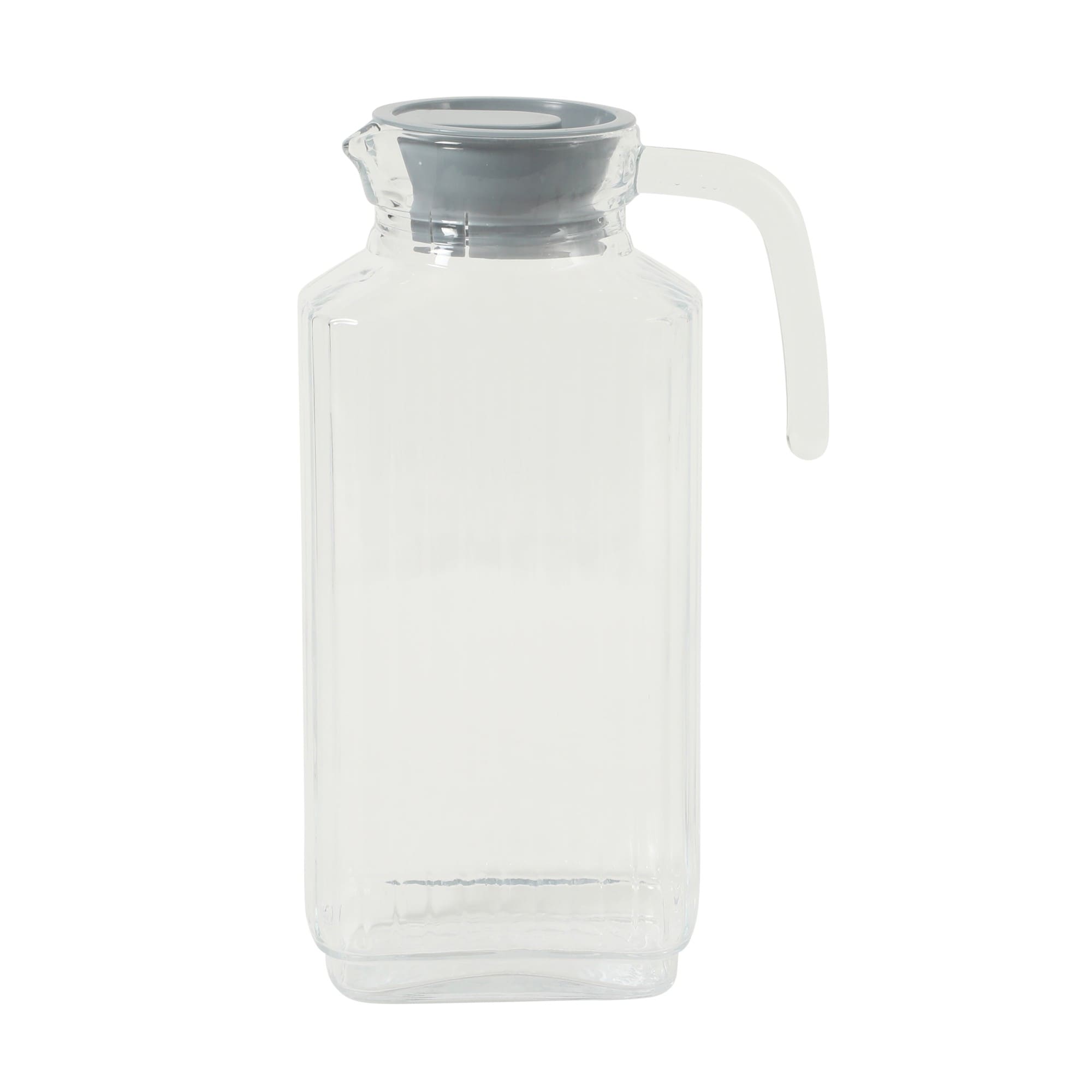 Gibson Home  Glass Pitcher 61 oz Clear Water and Juice Pitcher with Lid and Easy-Pour Handle Soda Lime Glass