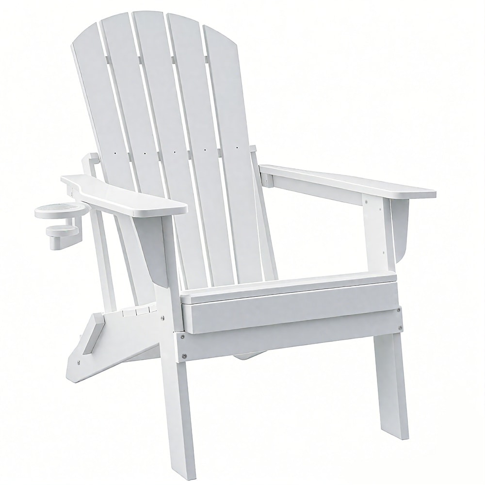 Upland YYFAC-WT1 Adirondack Chair White HDPE Frame Swivel Adirondack Chair with Solid Seat