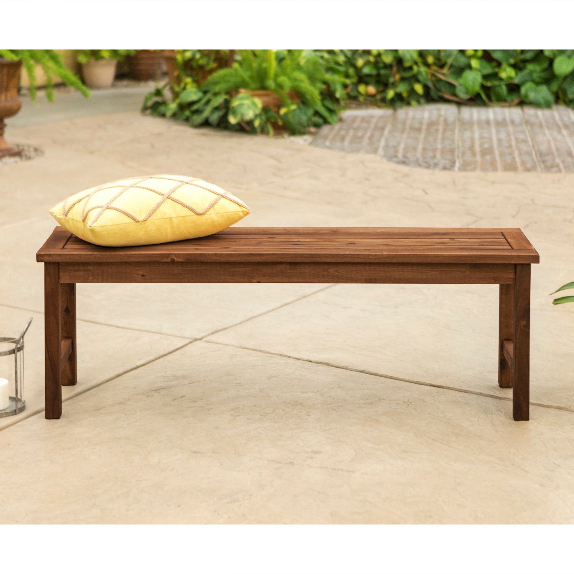 Walker Edison LWWB7SDB 53-in W x 17-in H Dark Brown Acacia Traditional Bench