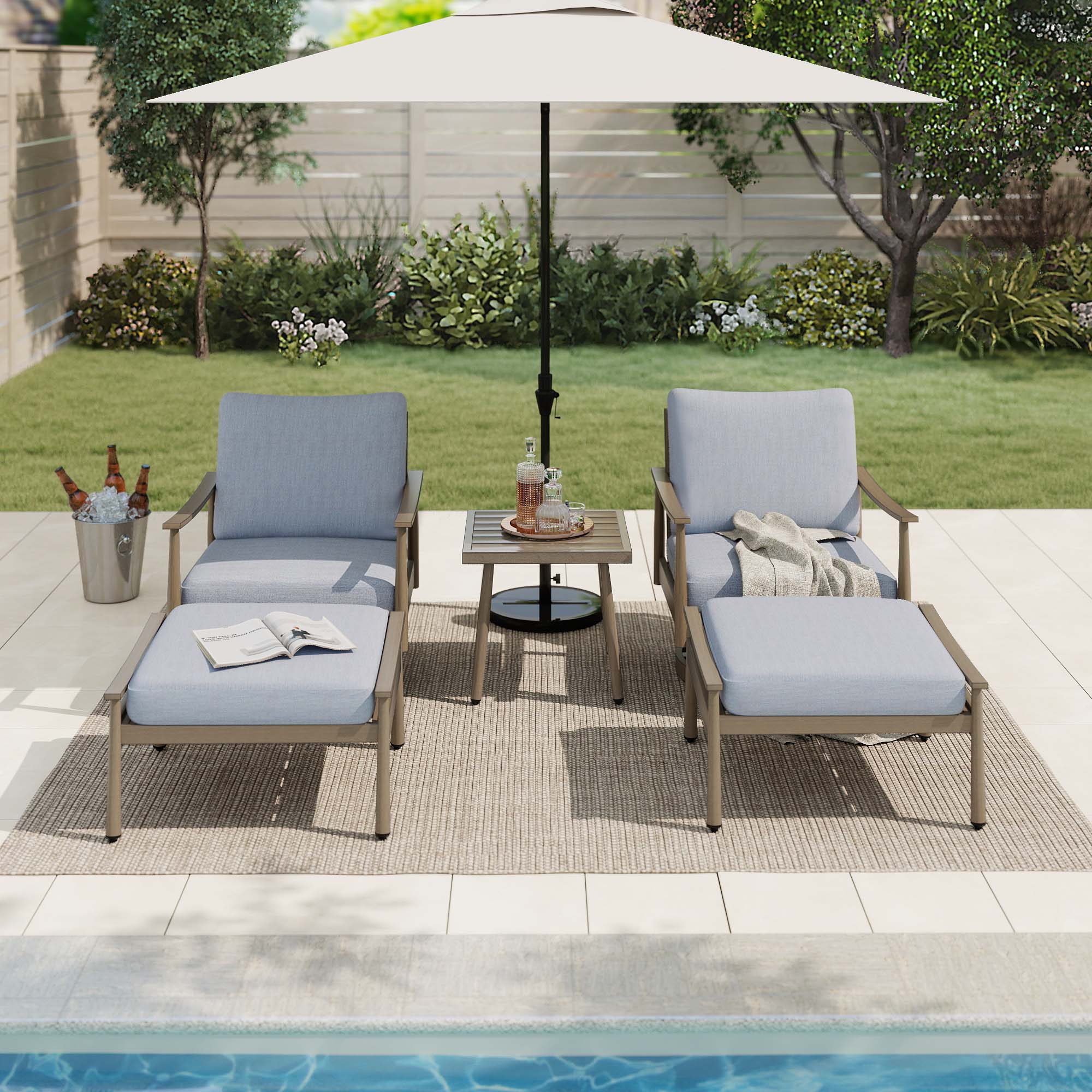  EL-SF5-ZL-B2-WL3 5 -Piece Patio Conversation Set with Blue Cushions