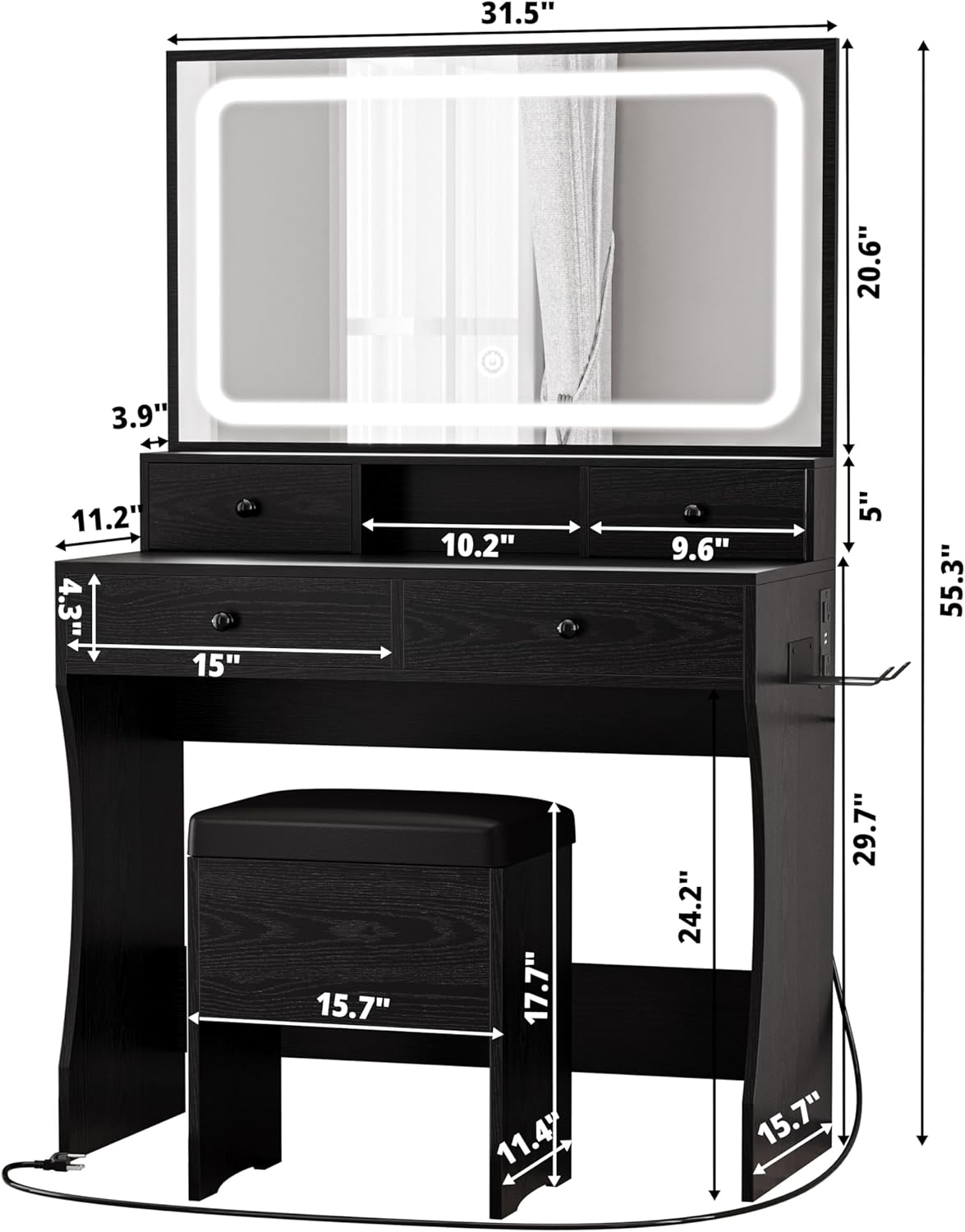 Likimio WBGQGOOK32MKL84H Bedroom-Vanities - View #3