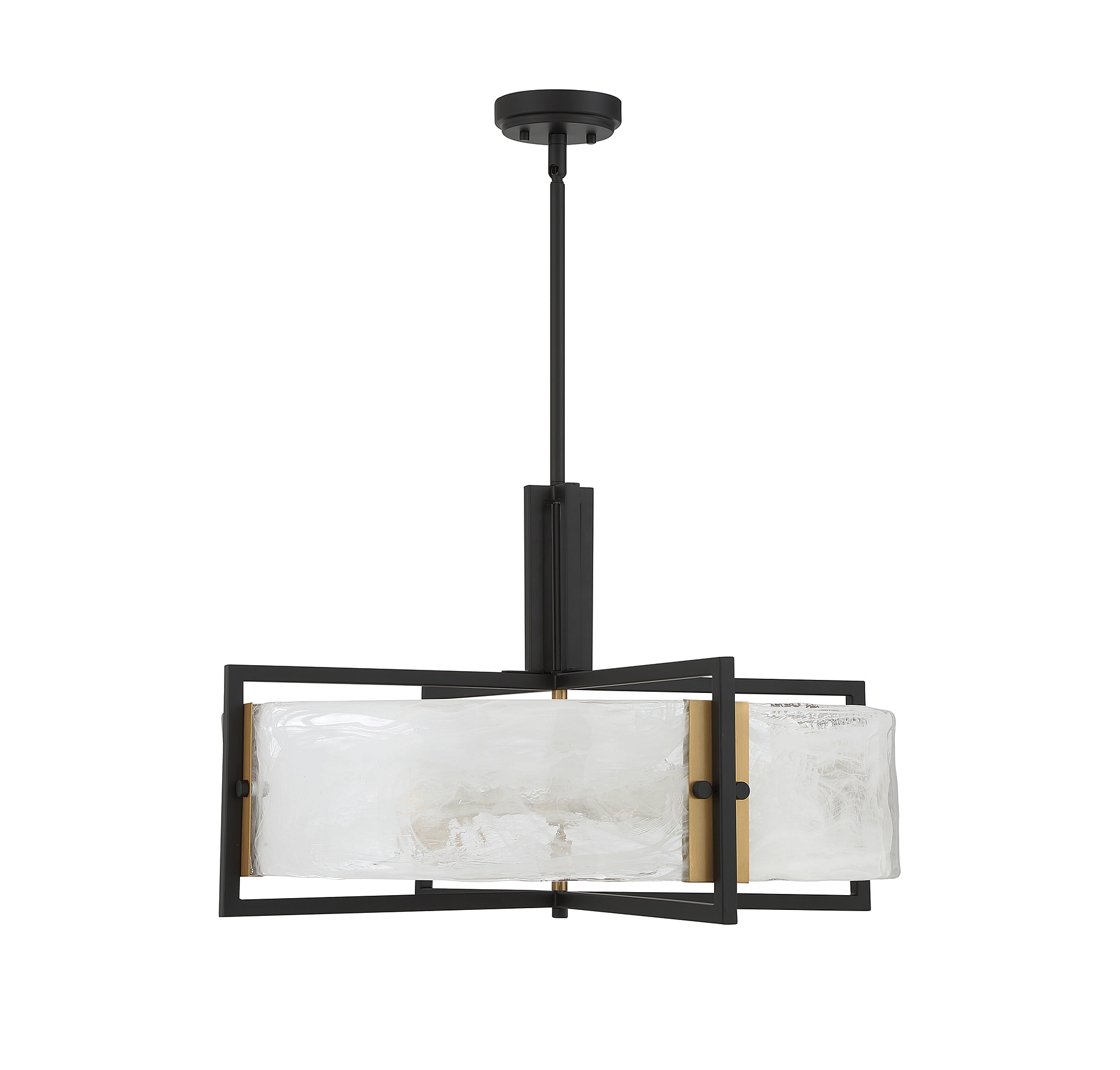 Hayward 5-Light Matte Black and Brass Pendant with Glass Shade