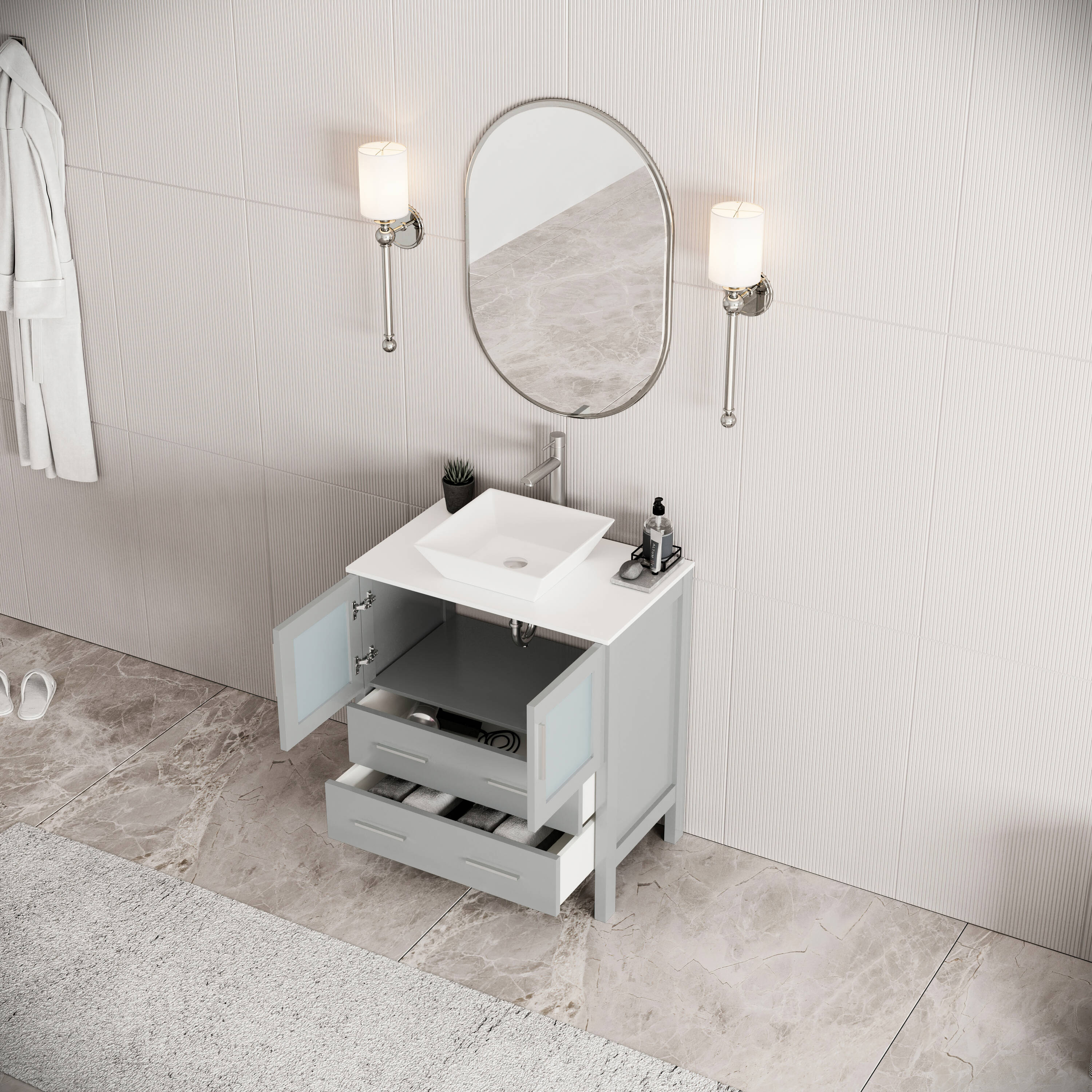 Fresca FCB6230GR-CWH-V Bath-Vanity-Combo - View #3
