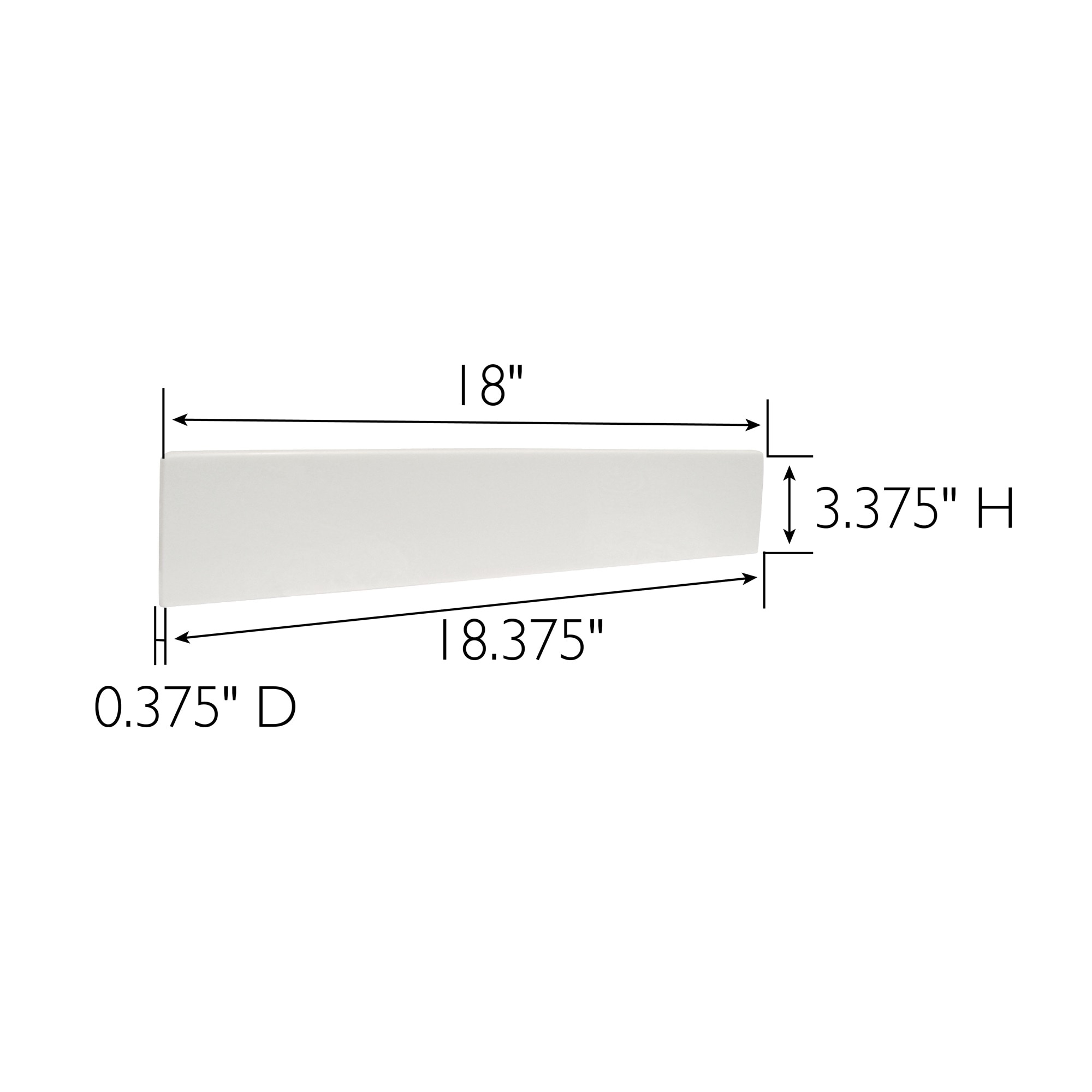 18.3 Inch Solid White Cultured Marble Universal Side Splash