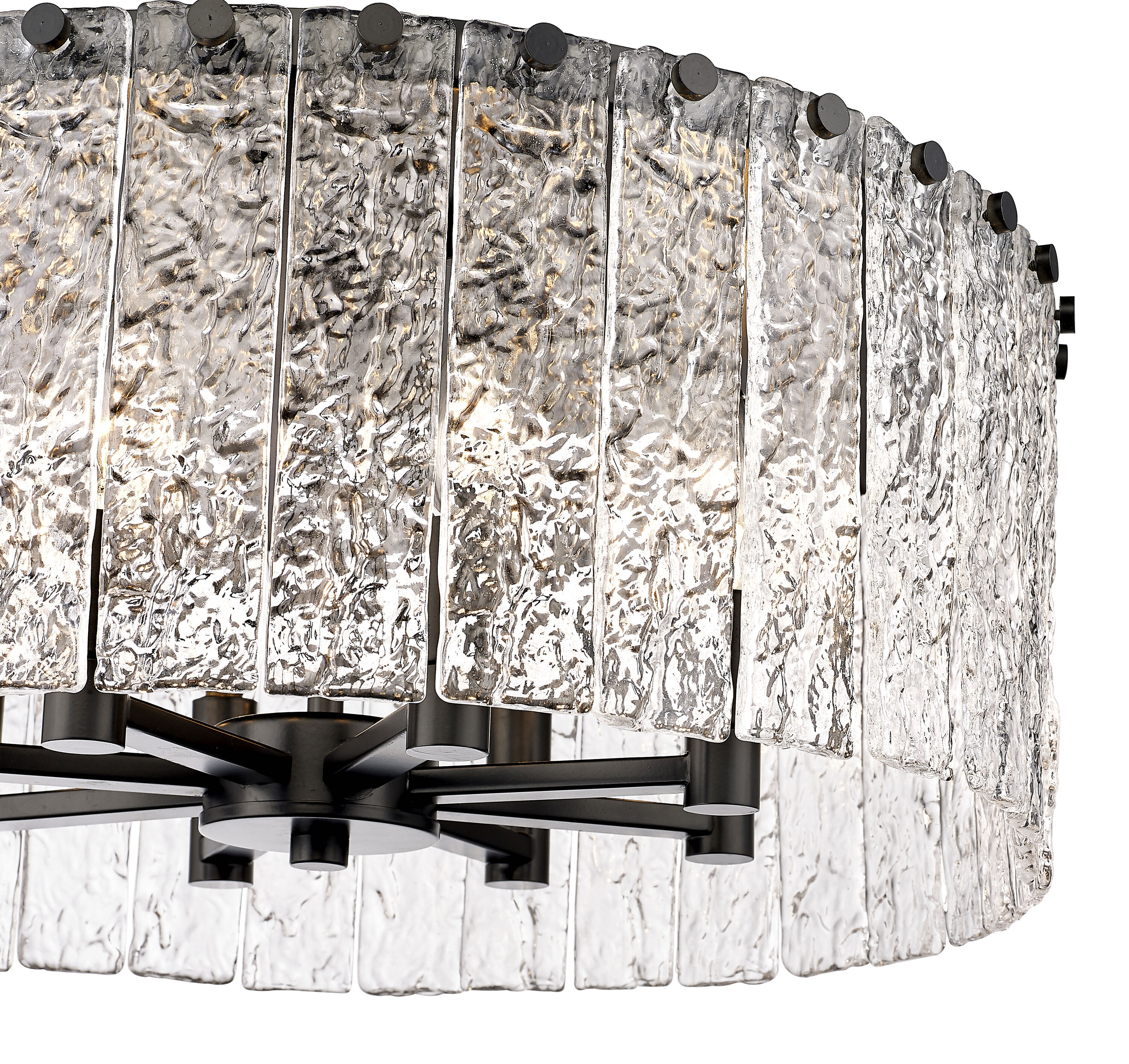 Matte Black Contemporary Glacier 8-Light Flush Mount Ceiling Fixture