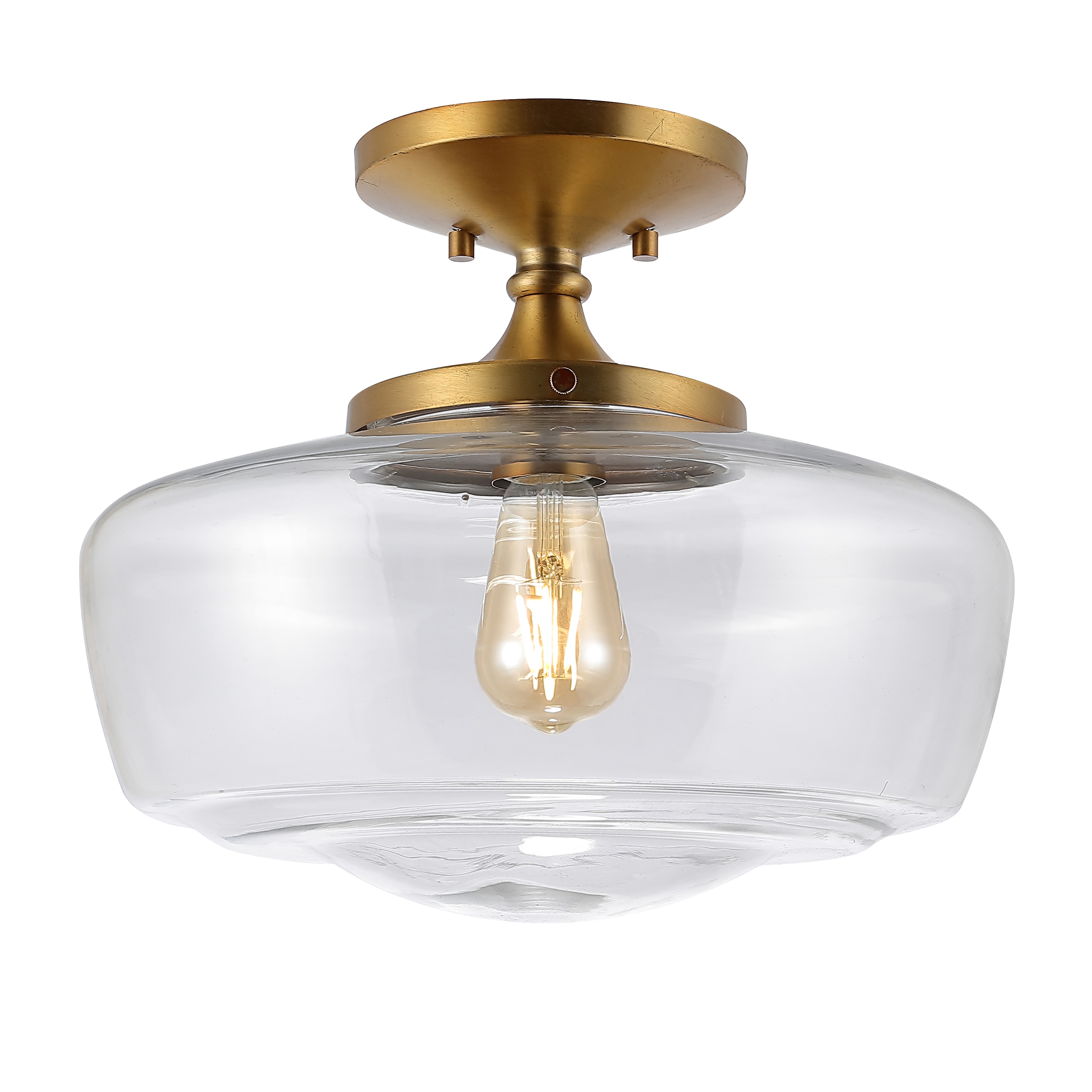 JONATHAN  Y JYL7517B Marfa 14" Glass/Iron Bohemian Cottage 1 -Light 14-in Polished Black Flush Mount Light