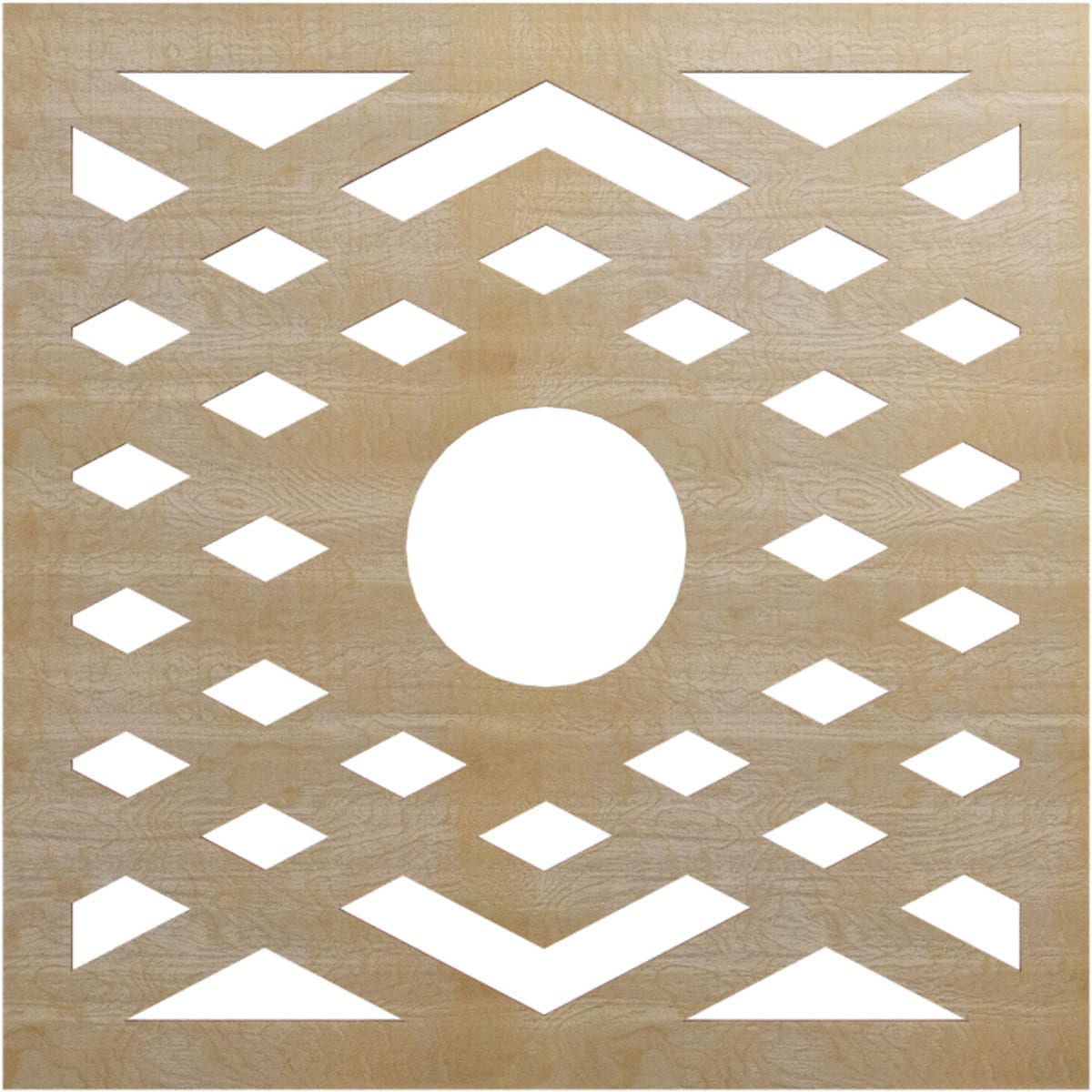 Ekena Millwork CMWP26X26X0375CHBI Chevron Fretwork Pierced 26-in W x 26-in L Architectural Birch Wood Whole Ceiling Medallion