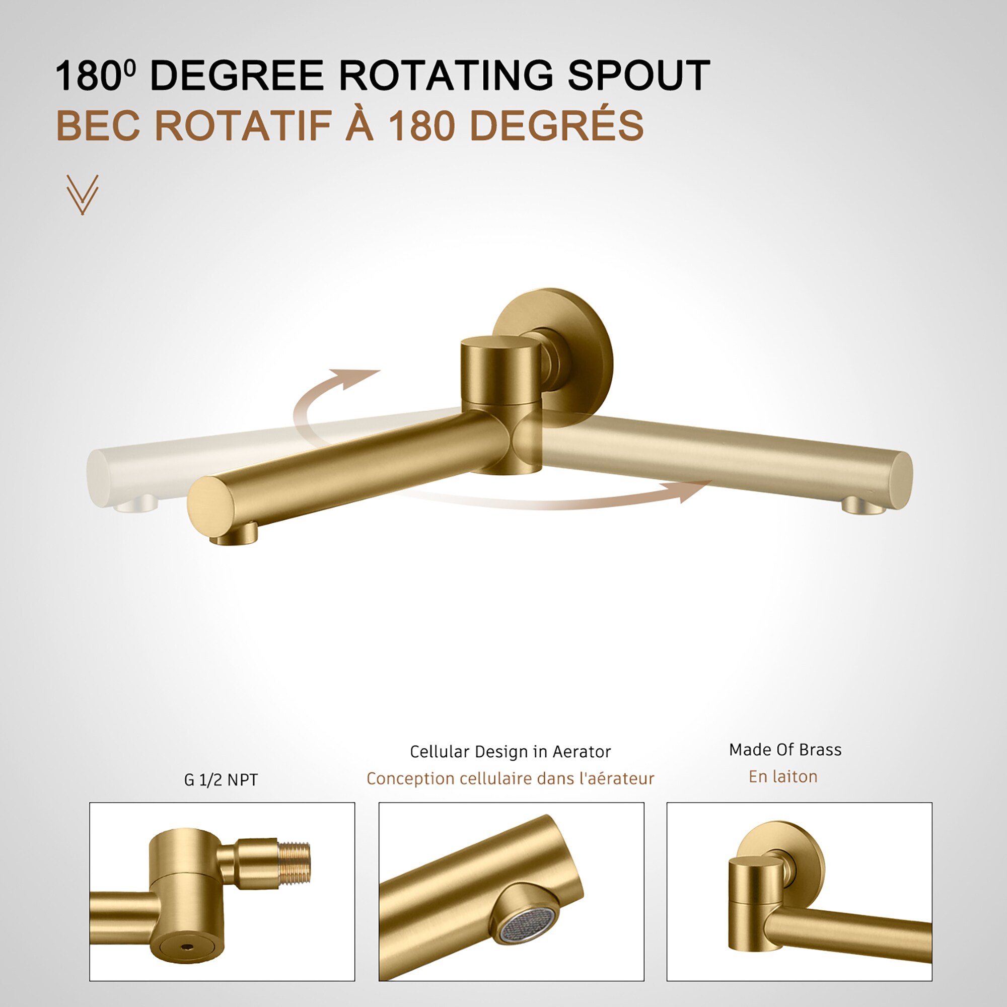 Brushed Gold Dual Rain Shower System with Handheld Spray