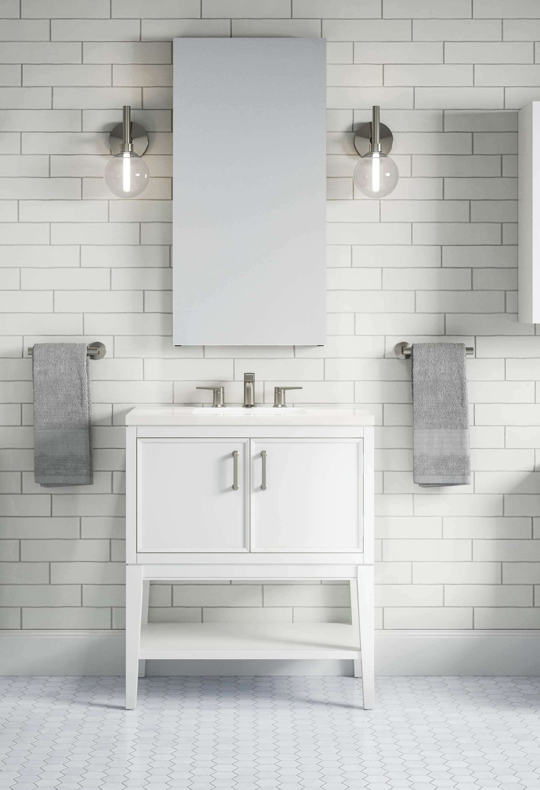 KOHLER 33578-ASB-0 Winnow 30-in White Undermount Single sink Bathroom Vanity with White Quartz Top