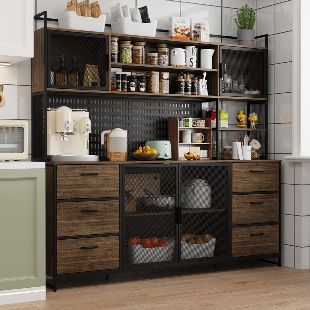 Modern Wooden Kitchen Storage Cabinet with Drawers Open Shelves ...