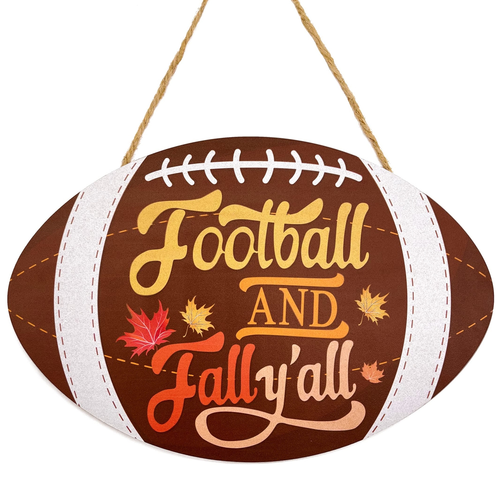 LAIFUCAM  Fall Football Decor Wooden Door Sign Football and Fall Yall Hanging Sign for Autumn Harvest Thanksgiving Decoration