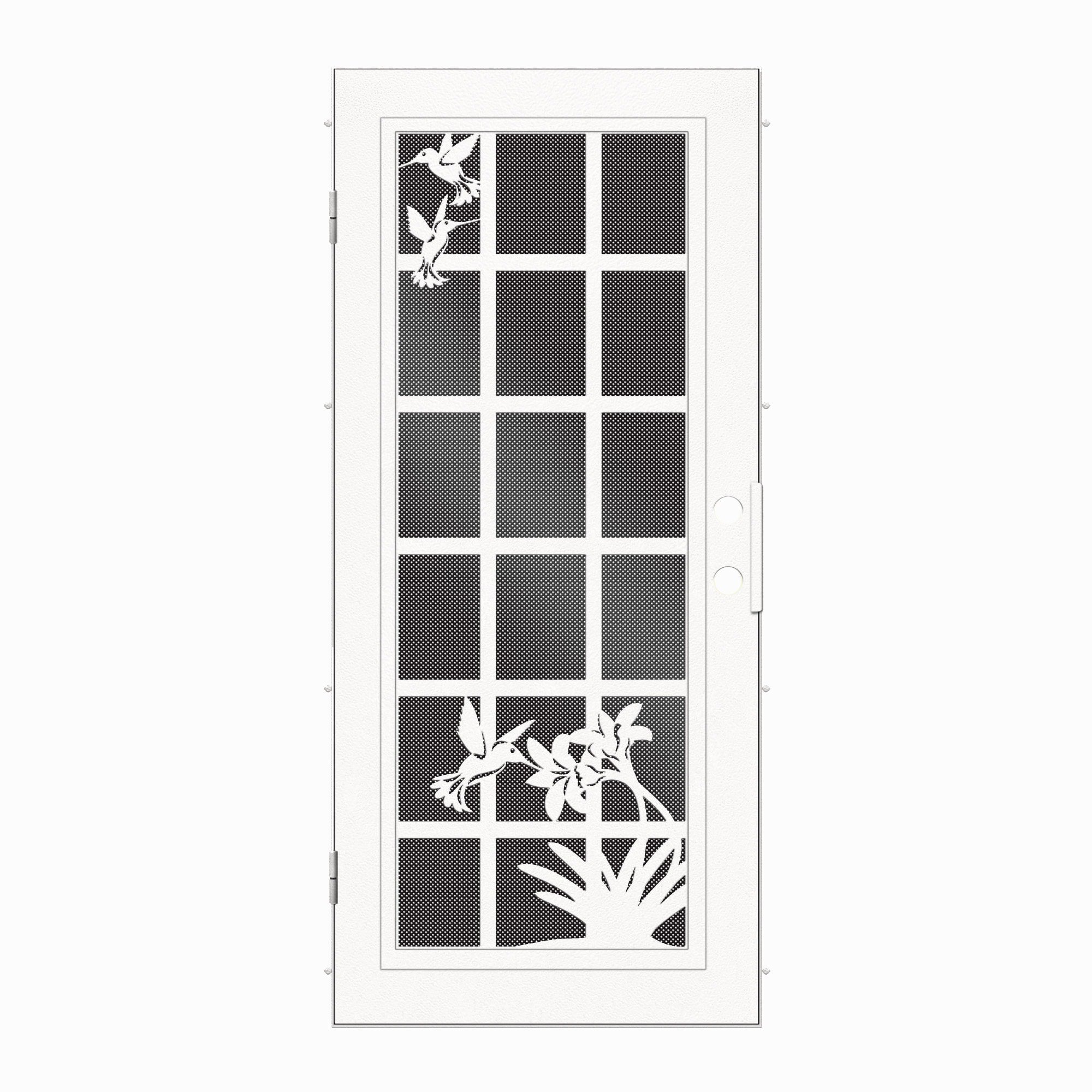 Premium Aluminum Security Door 30-in x 80-in White Aluminum Surface Mount Right-Hand Outswing Security Door with Black Screen | - TITAN 3S2034CL2WT00A