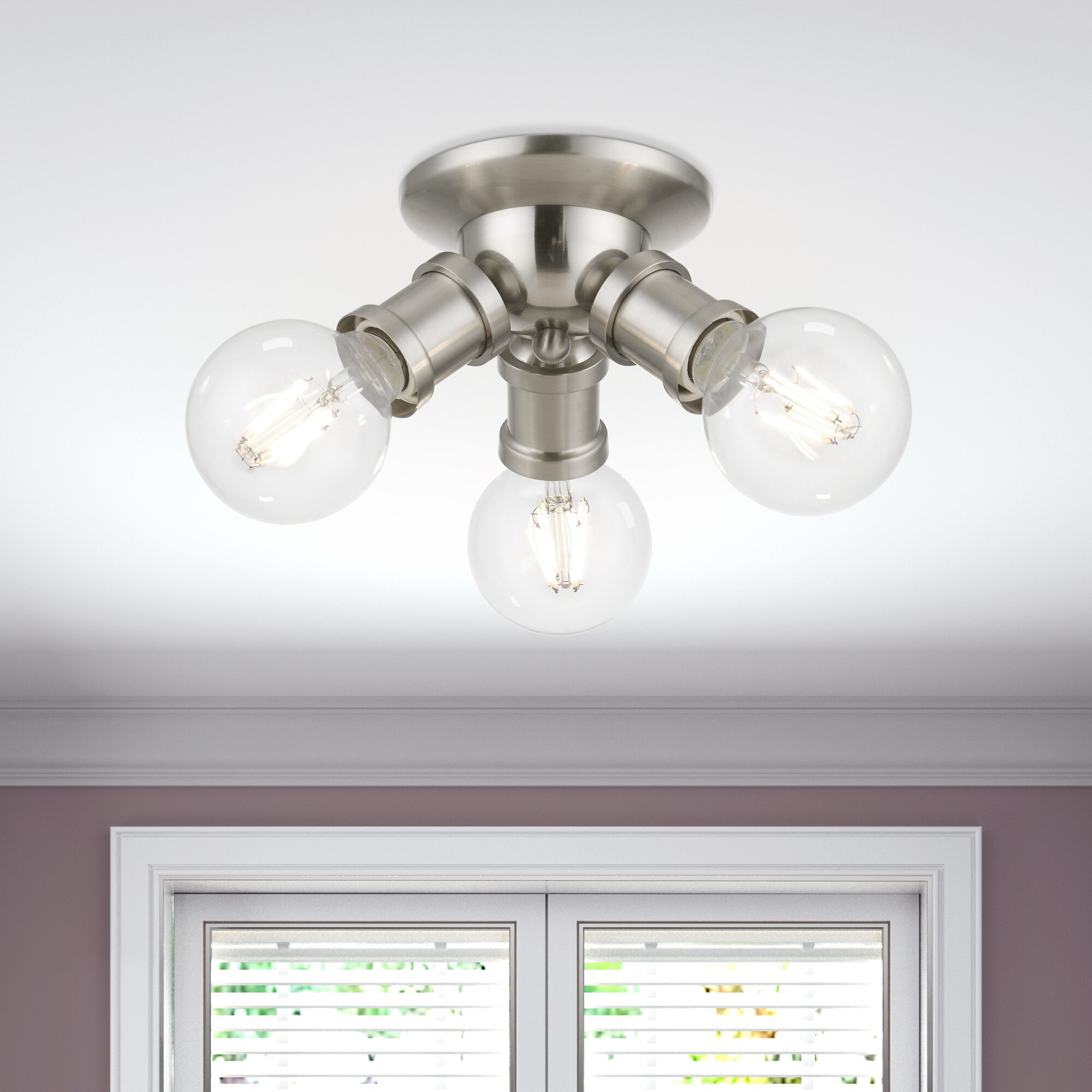 Lansdale 7" Brushed Nickel 3-Light Transitional Flush Mount