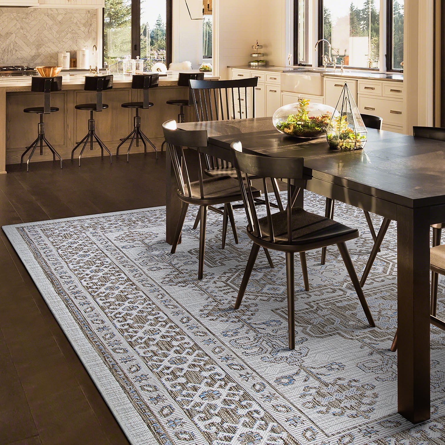 Charm Ivory and Sand Flat Woven Synthetic Rug