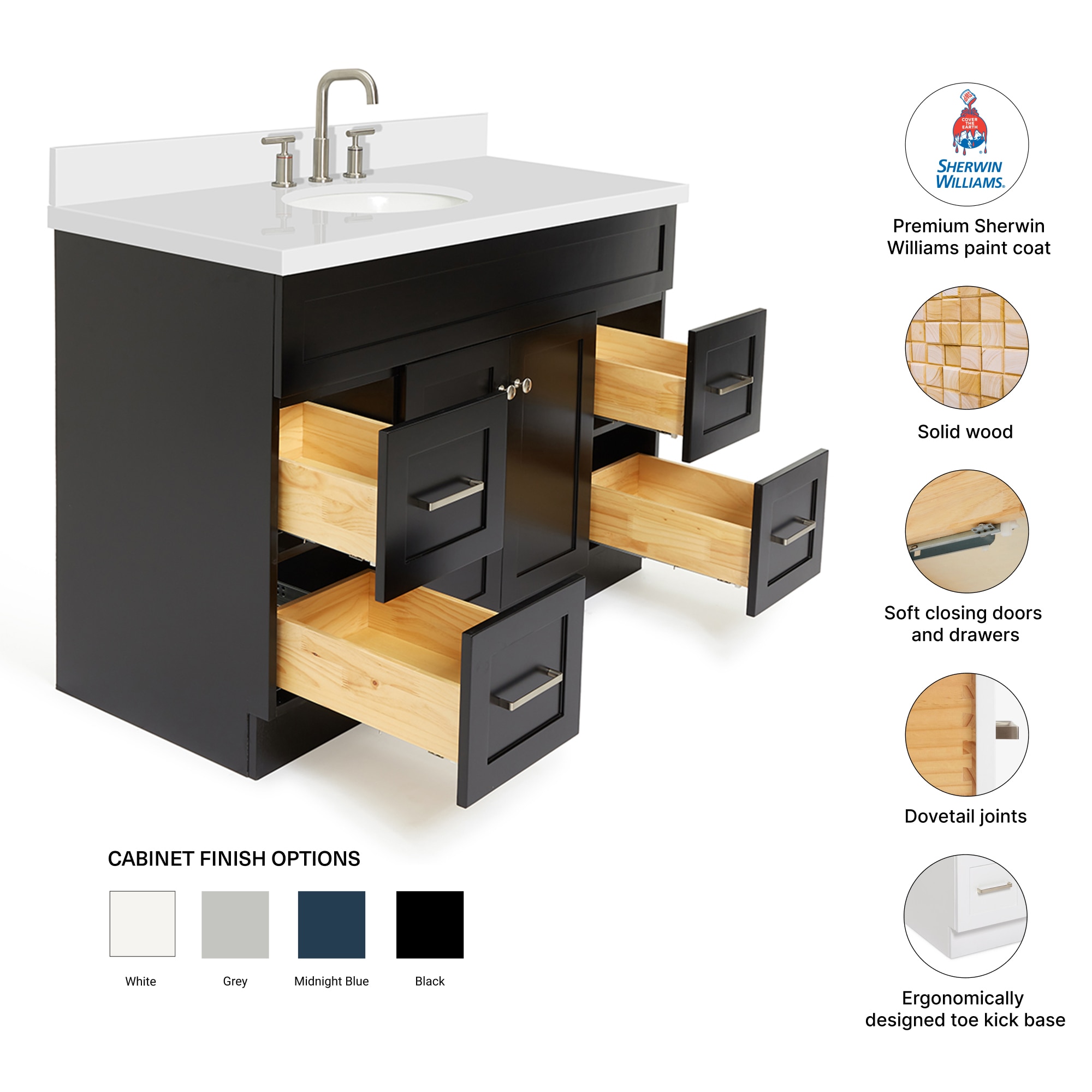ARIEL F049SWQOVOBLK Bath-Vanity-Combo - View #4