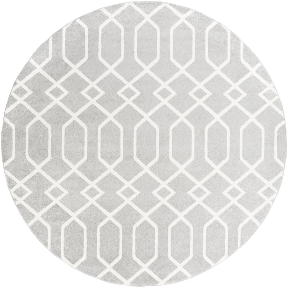 Surya HRZ1045-710RD Horizon 8 X 8 (ft) Gray Round Indoor Trellis Area Rug