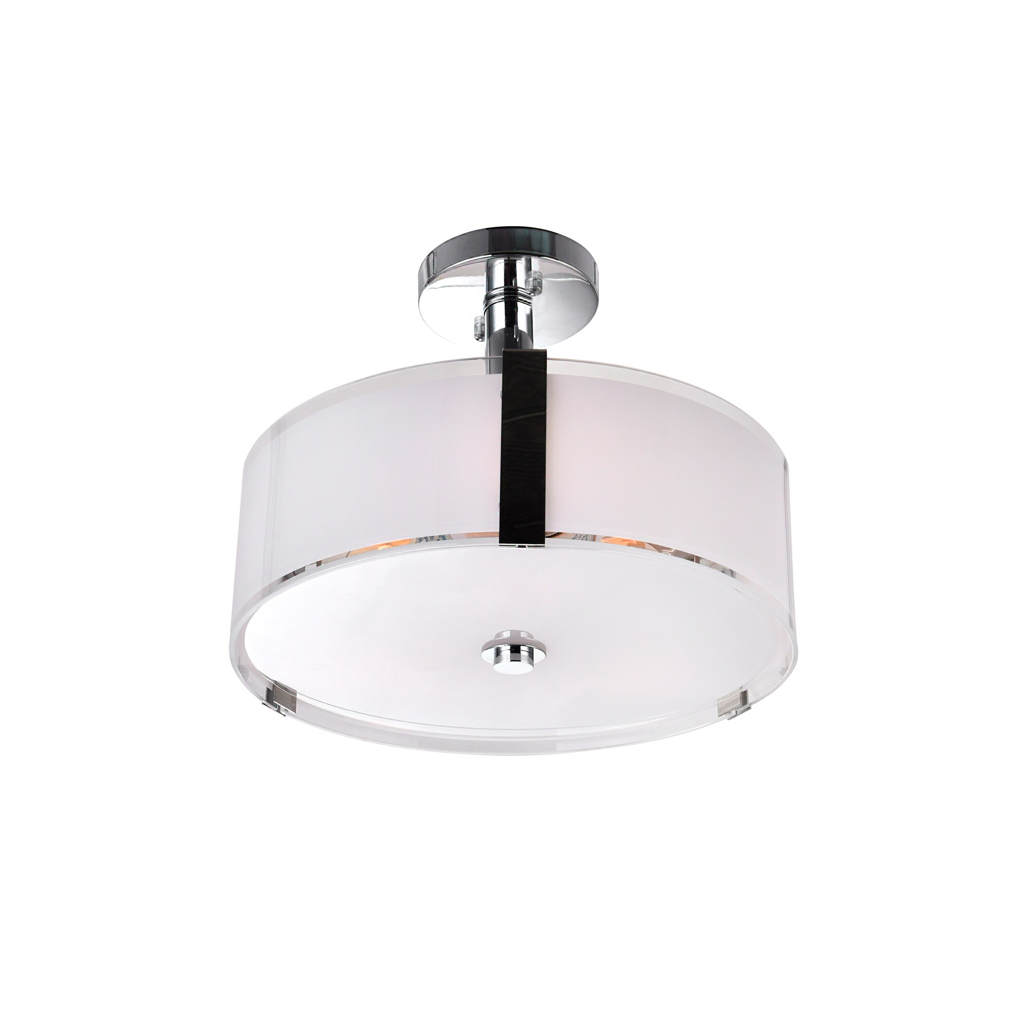 Lucie Chrome 17'' Drum Shade Chandelier with Frosted Glass