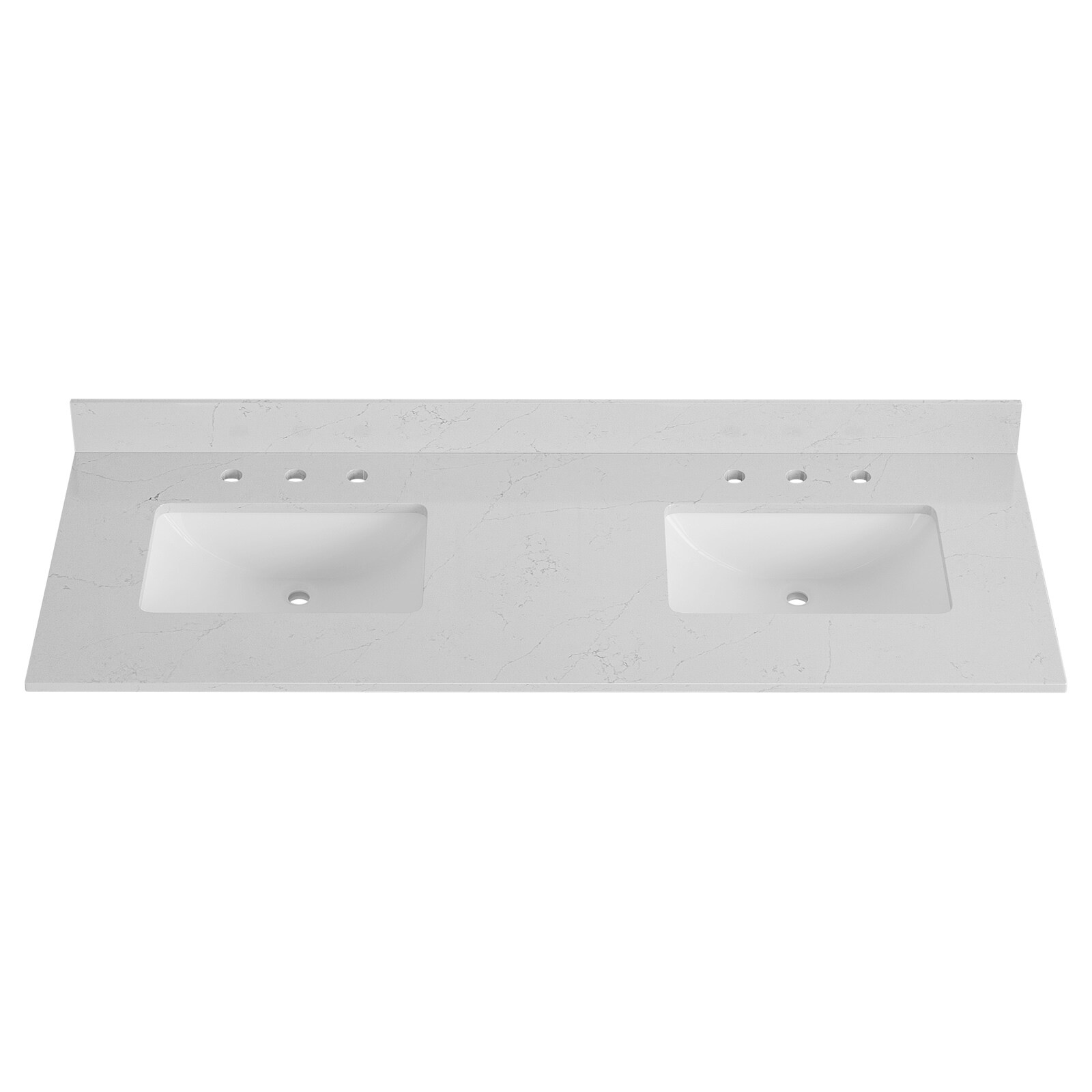 Bianco Bella 61'' White Quartz Double Undermount Sink Vanity Top