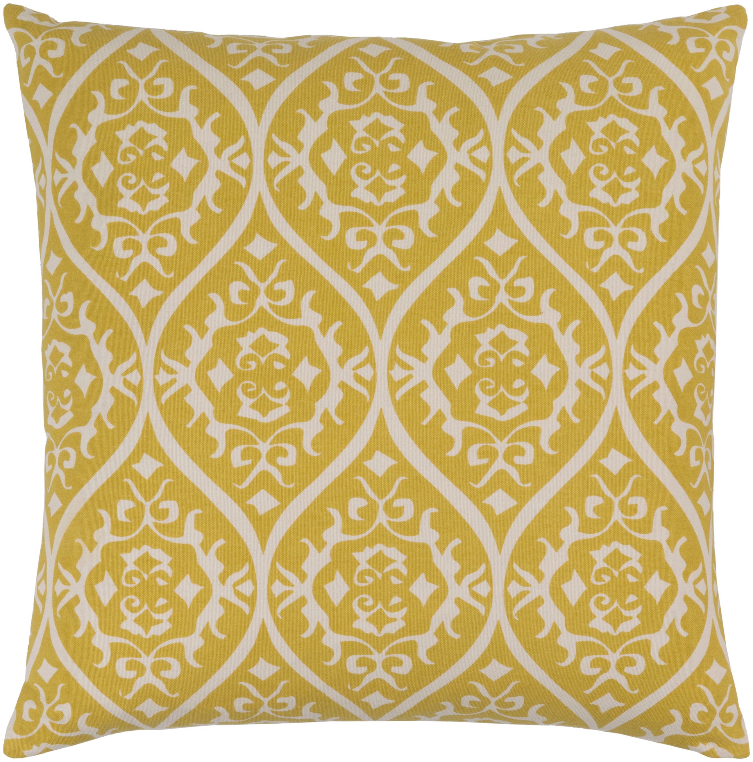Somerset Yellow and Ivory Cotton Square Pillow