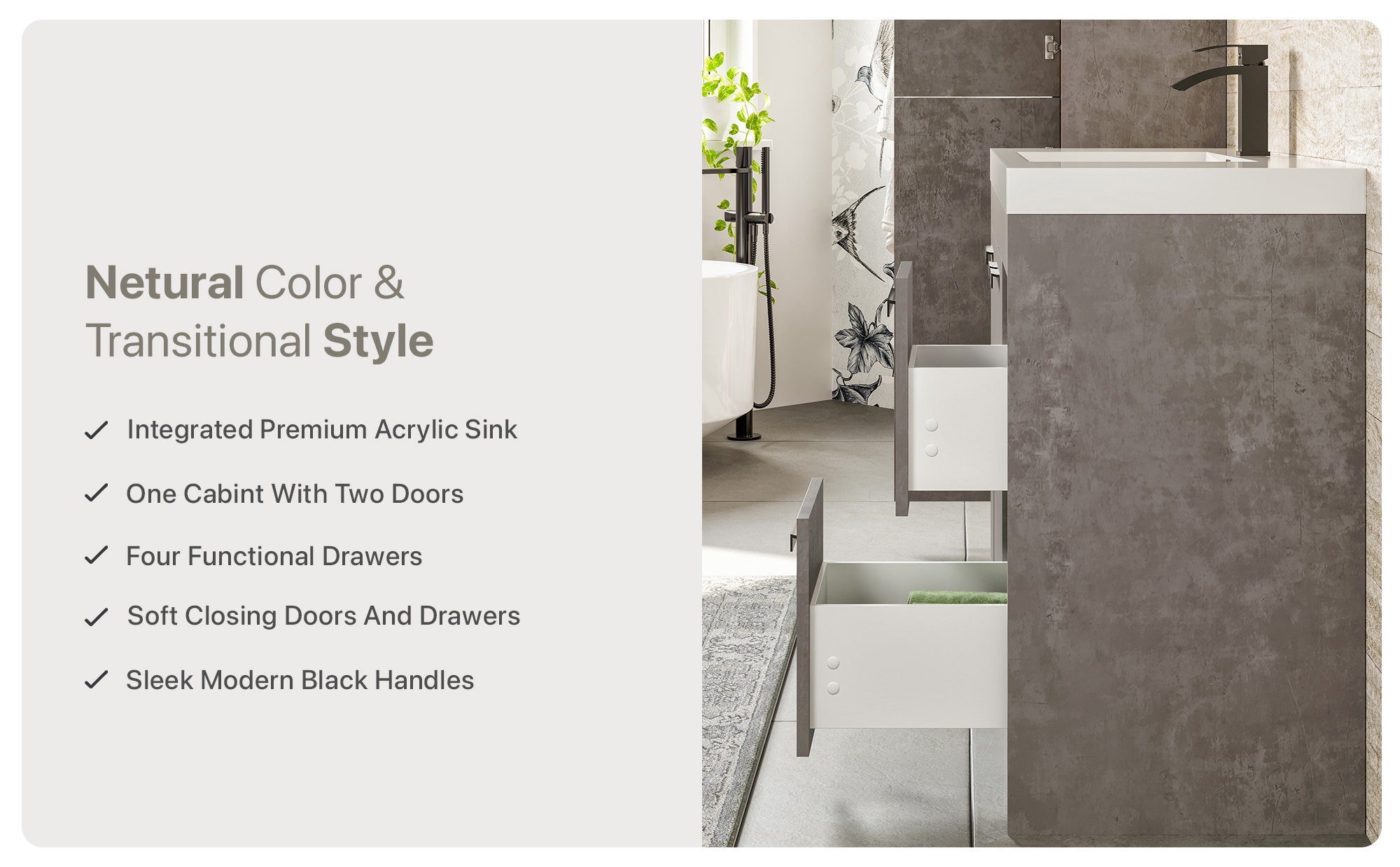 Eviva EVVN1000-8-42CGR Bath-Vanity-Combo - View #9