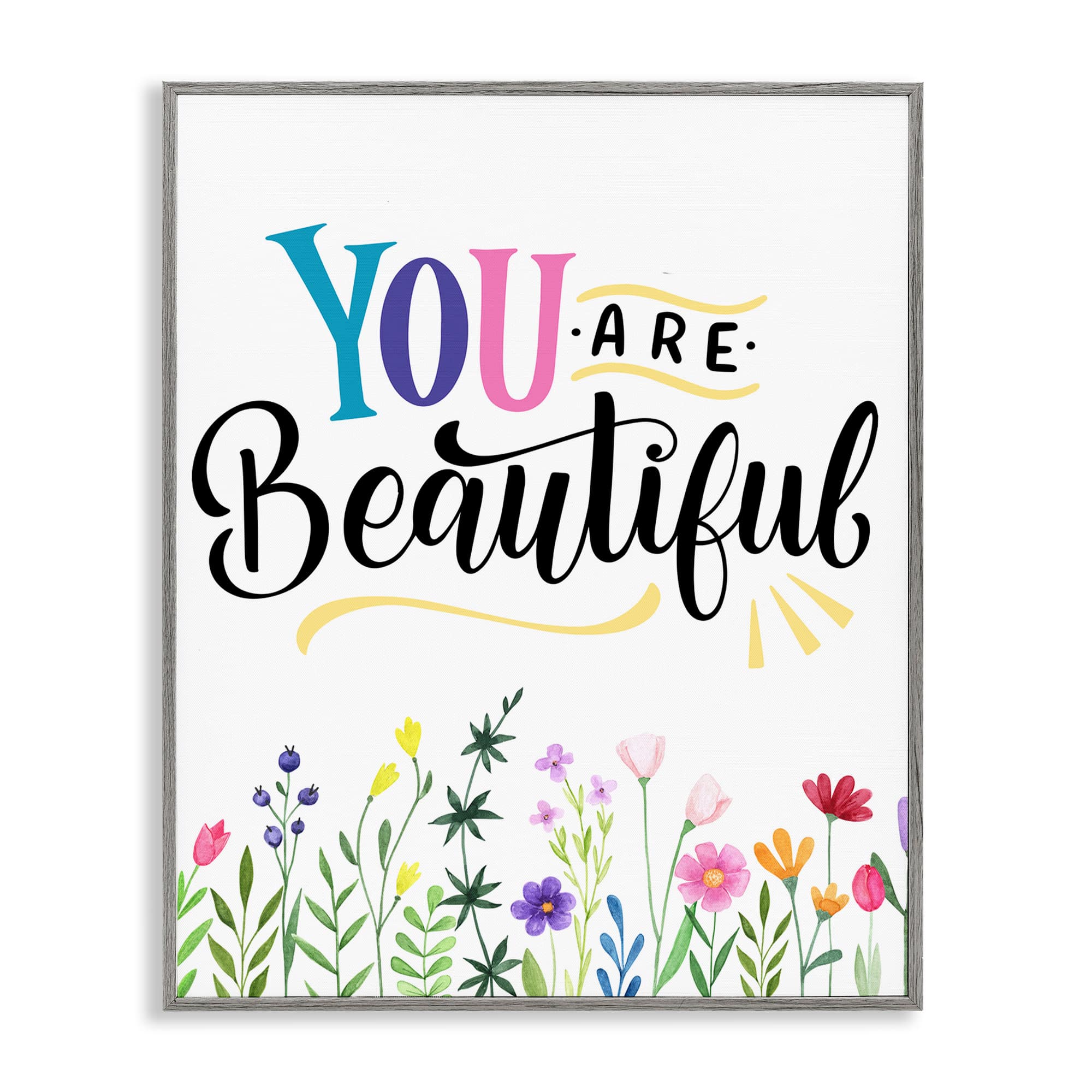 Stupell Industries BS-428-GFF-24X30 You Are Beautiful Encouragement Gray Framed Giclee Art By Kim Allen 24 x 30