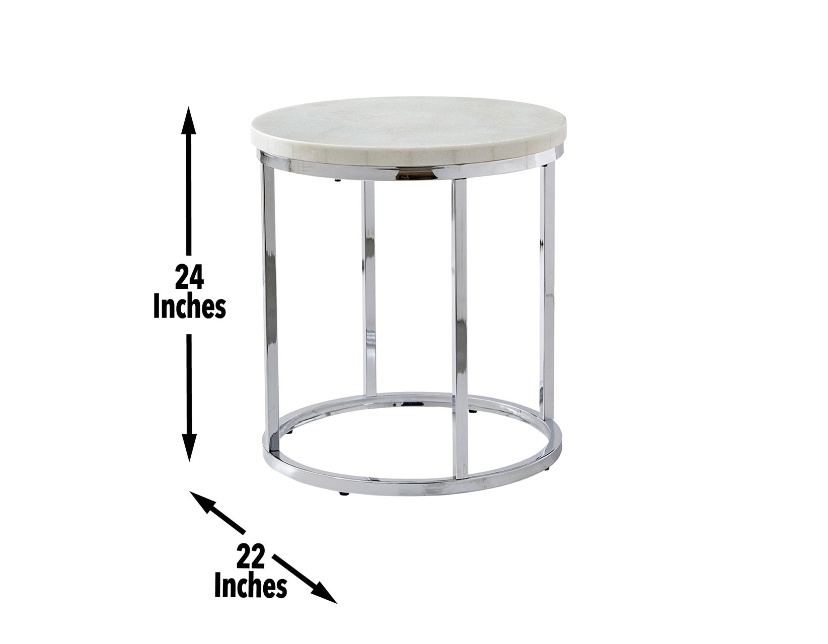 Echo 22" White Marble and Chrome Round End Table